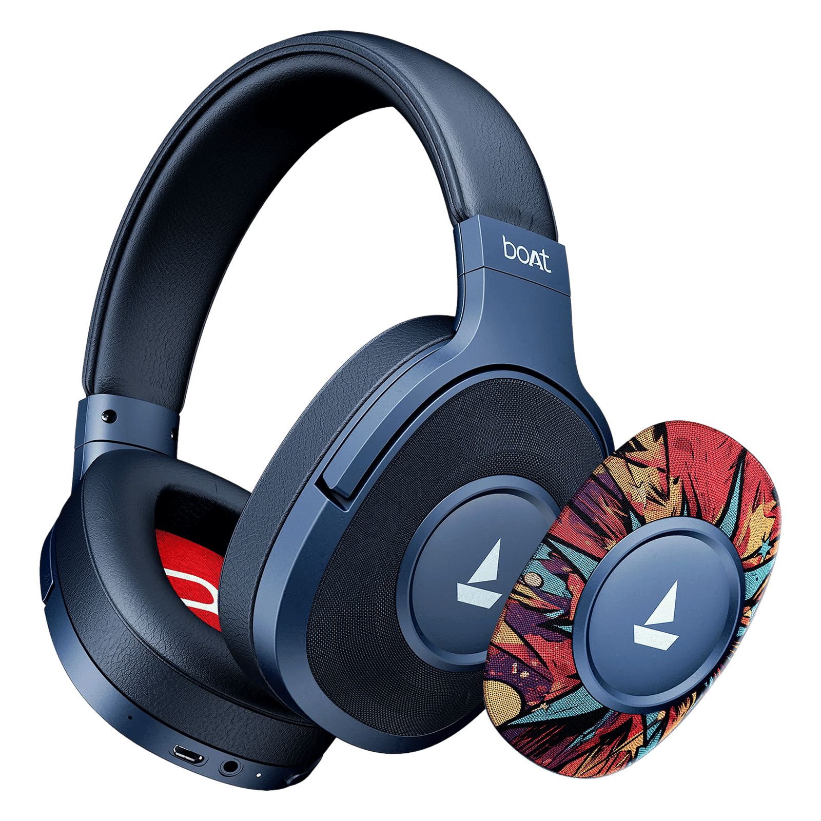 boAt Rockerz Plus 550 Bluetooth Headphone with Mic (Dual Pairing, Over Ear, Blue Psyche) boAt Rockerz Plus 550 Bluetooth Headphone with Mic (Dual Pairing, Over Ear, Blue Psyche)_1