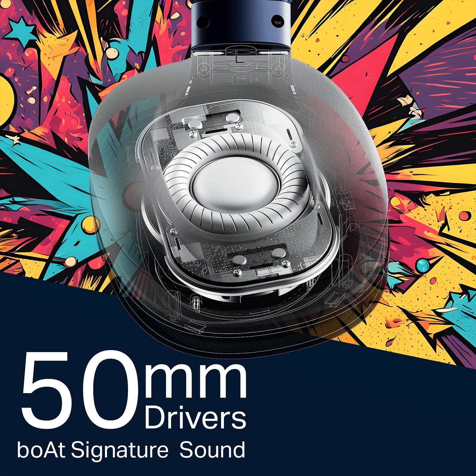 boAt Rockerz Plus 550 Bluetooth Headphone with Mic (Dual Pairing, Over Ear, Blue Psyche) boAt Rockerz Plus 550 Bluetooth Headphone with Mic (Dual Pairing, Over Ear, Blue Psyche)_3