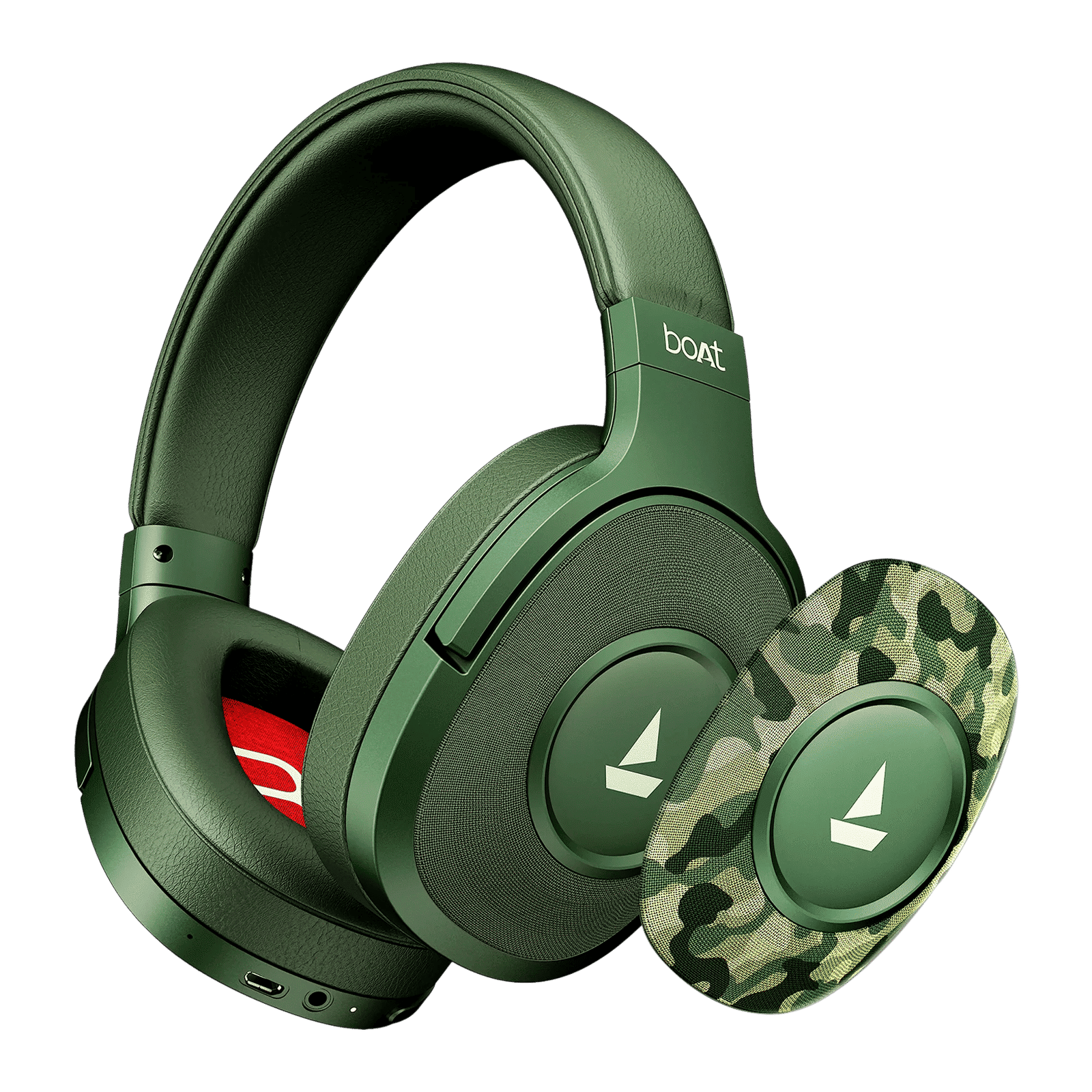 boAt Rockerz Plus 550 Bluetooth Headphone with Mic (Dual Pairing, Over Ear, Green Militia) boAt Rockerz Plus 550 Bluetooth Headphone with Mic (Dual Pairing, Over Ear, Green Militia)_1