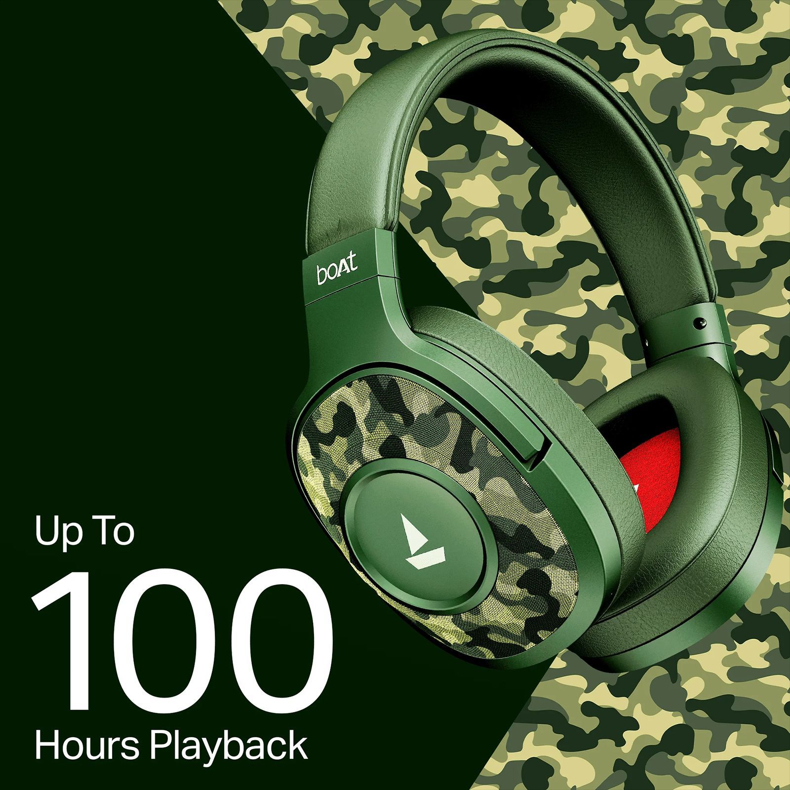 boAt Rockerz Plus 550 Bluetooth Headphone with Mic (Dual Pairing, Over Ear, Green Militia) boAt Rockerz Plus 550 Bluetooth Headphone with Mic (Dual Pairing, Over Ear, Green Militia)_2