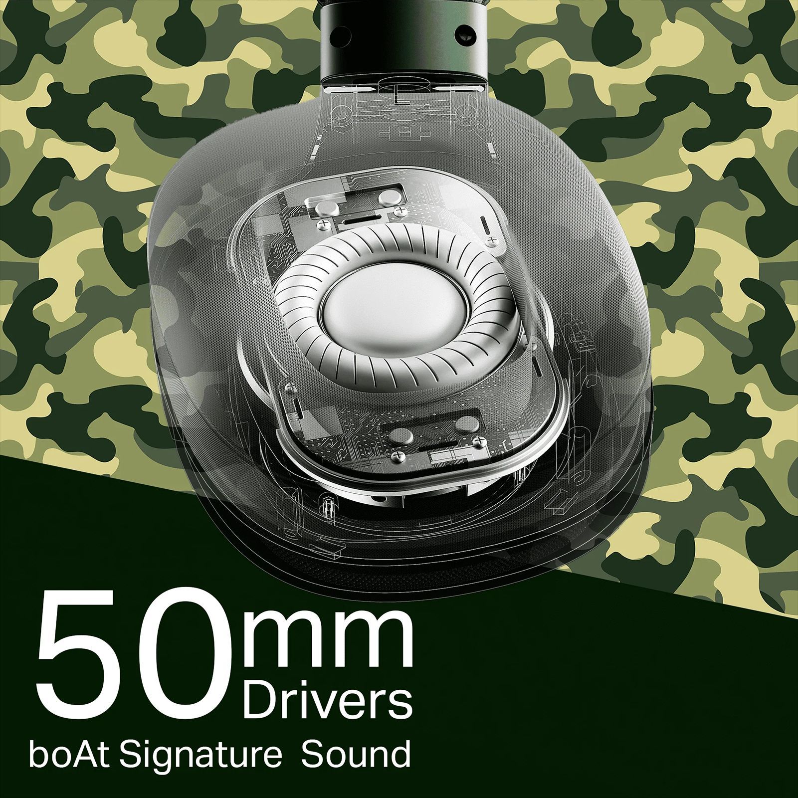 boAt Rockerz Plus 550 Bluetooth Headphone with Mic (Dual Pairing, Over Ear, Green Militia) boAt Rockerz Plus 550 Bluetooth Headphone with Mic (Dual Pairing, Over Ear, Green Militia)_3