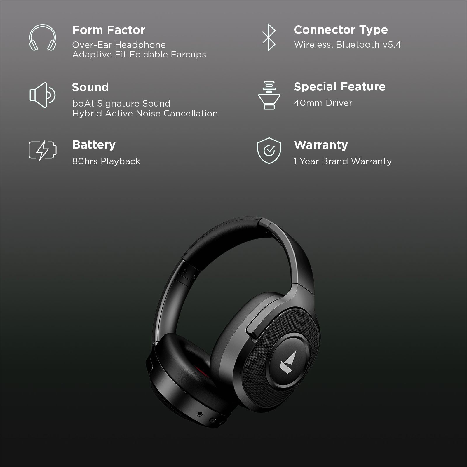 boAt Rockerz Plus 550 ANC Bluetooth with Mic (ENx Technology, Over Ear, Cosmic Black)_2