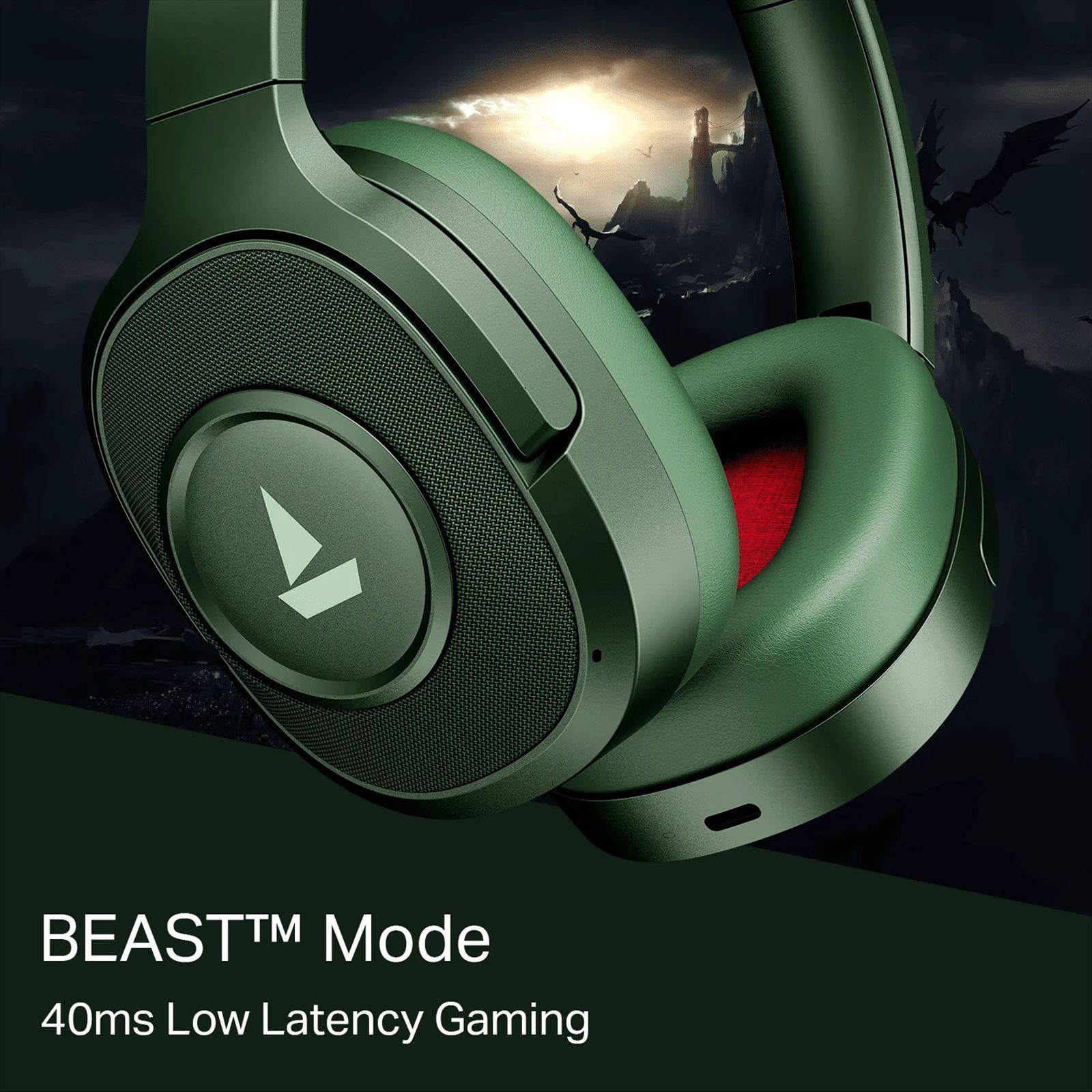 boAt Rockerz Plus 550 ANC Bluetooth with Mic (ENx Technology, Over Ear, Green Militia)_5