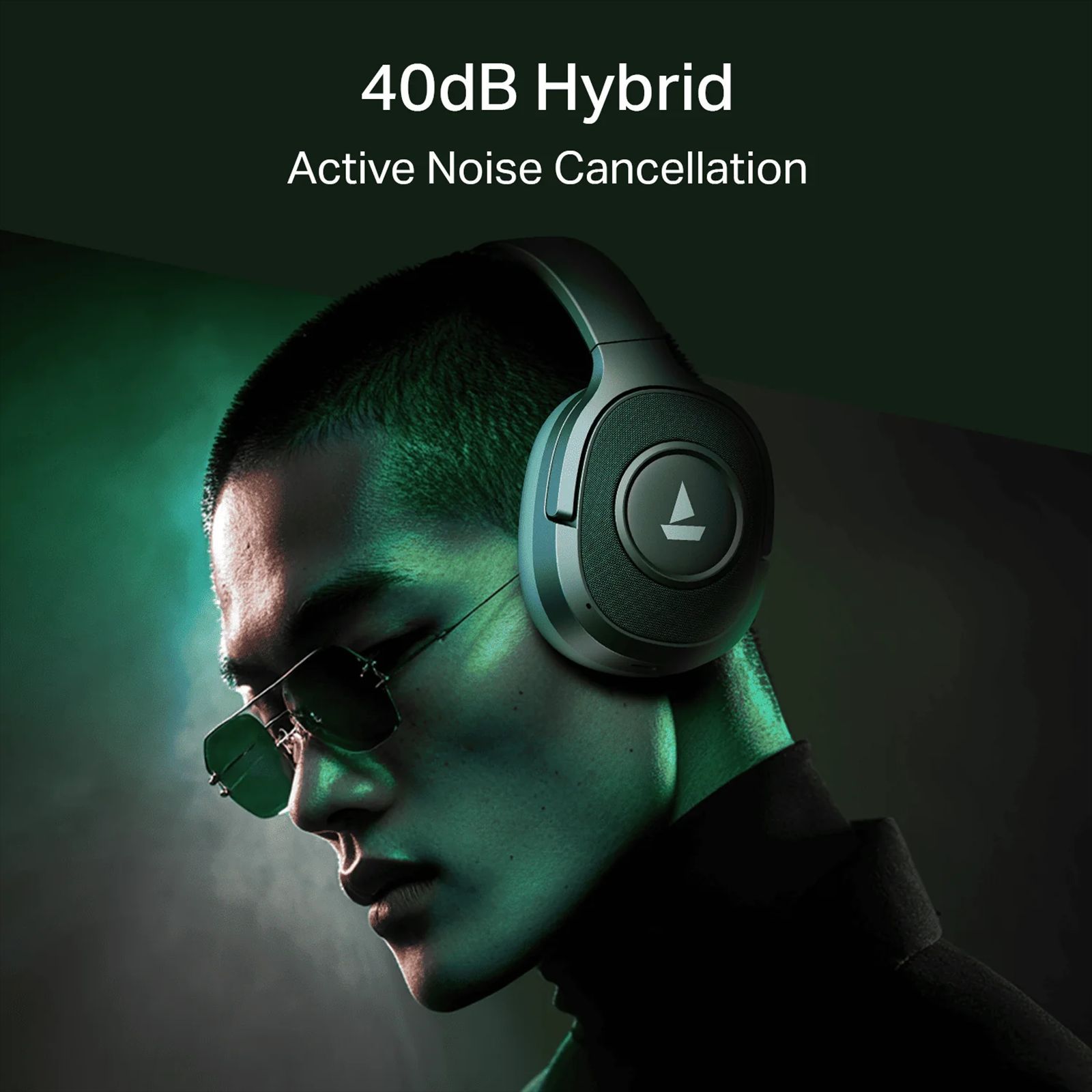 boAt Rockerz Plus 550 ANC Bluetooth with Mic (ENx Technology, Over Ear, Green Militia)_2