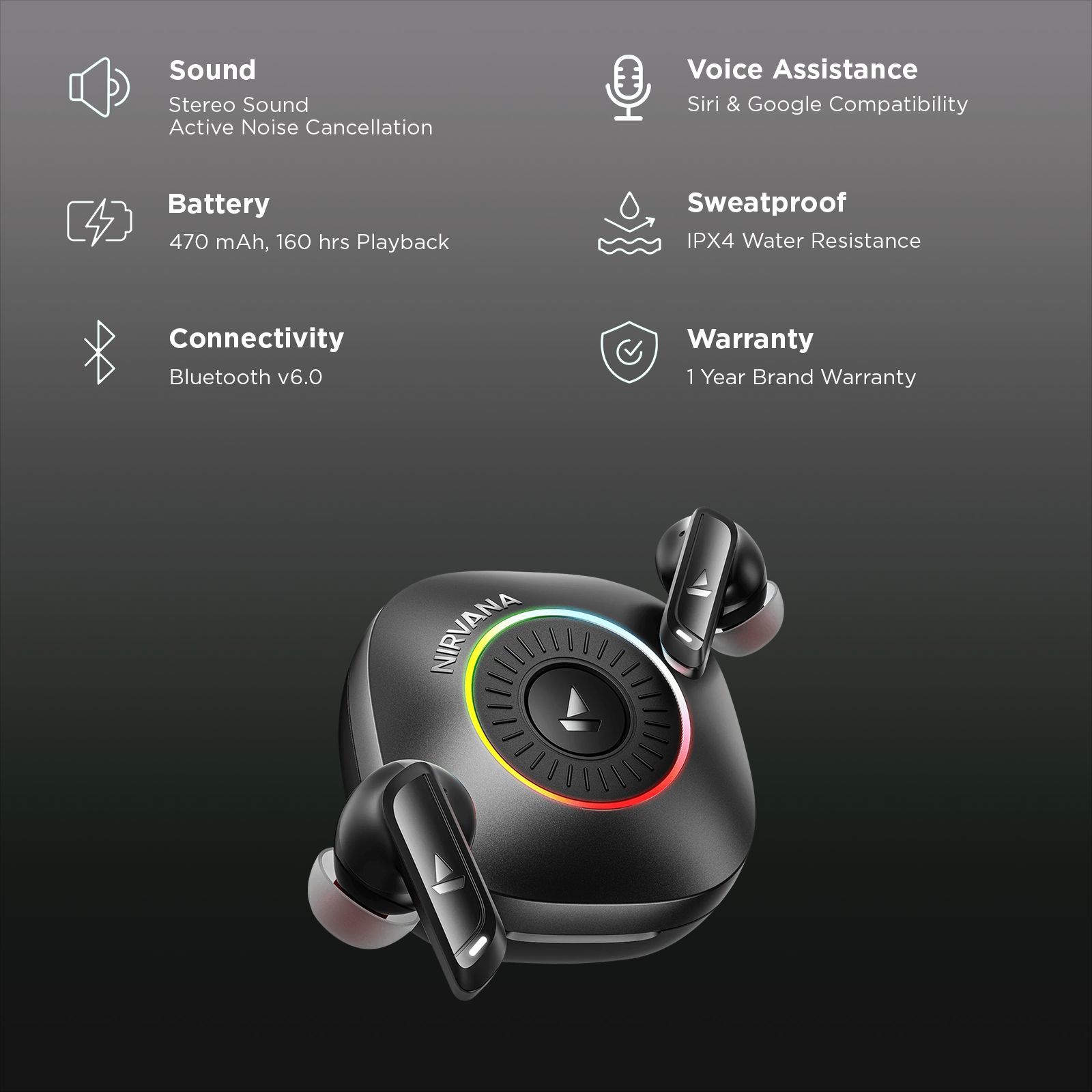 boAt Nirvana Crown PP0031 TWS Earbuds with Hybrid Active Noise Cancellation (IPX4 Water Resistance, ASAP Charge, Gunmetal Grey) boAt Nirvana Crown PP0031 TWS Earbuds with Hybrid Active Noise Cancellation (IPX4 Water Resistance, ASAP Charge, Gunmetal Grey)_2