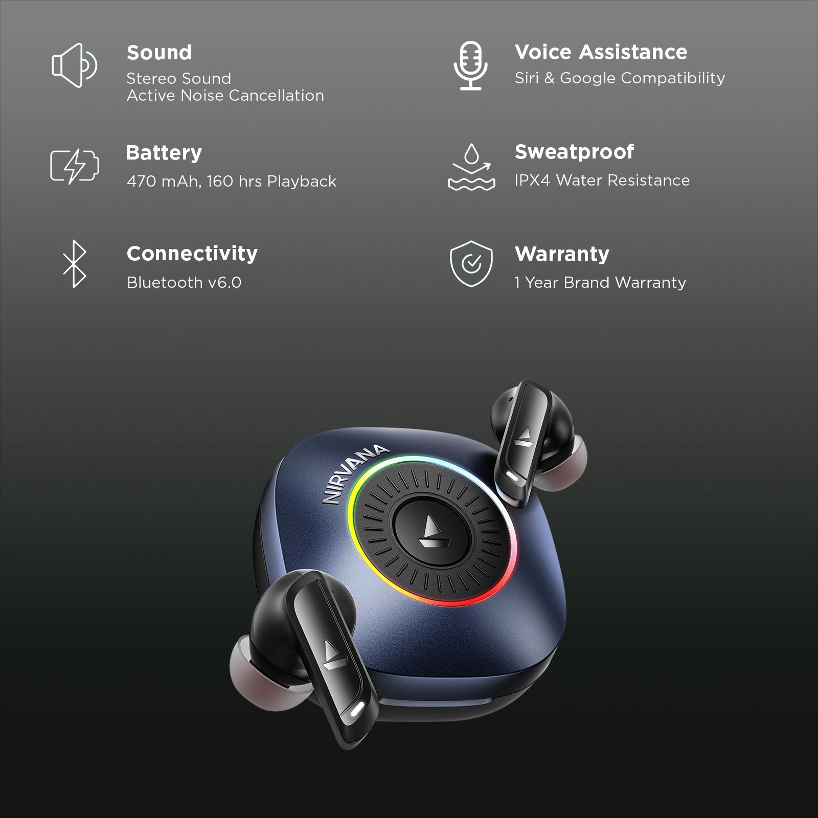 boAt Nirvana Crown PP0031 TWS Earbuds with Hybrid Active Noise Cancellation (IPX4 Water Resistance, ASAP Charge, Sapphire Blue)_2