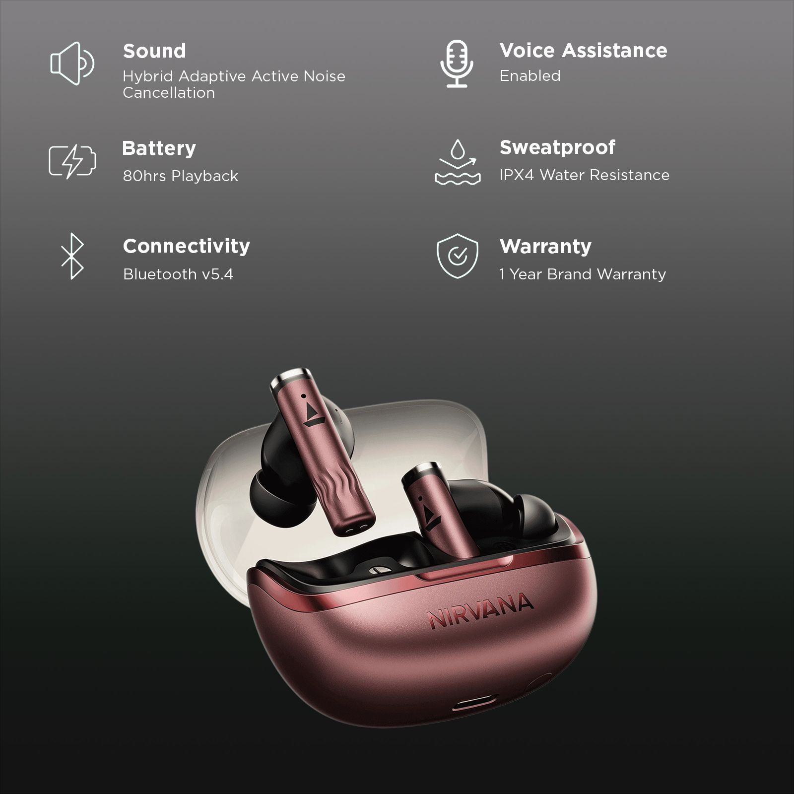 boAt Nirvana Zenith Pro TWS Earbuds with Hybrid Adaptive Active Noise Cancellation (IPX4 Water Resistance, Google Fast Pair, Crimson Red)_2