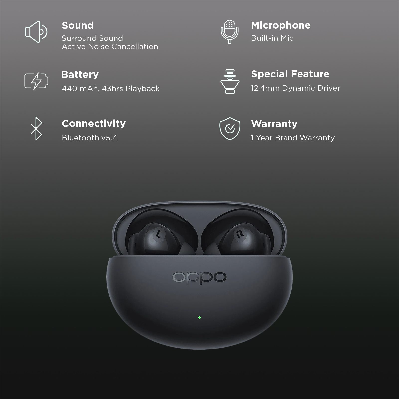 Oppo Enco Buds 3 Pro Plus ETEE1 TWS Earbuds with Active Noise Cancellation (IP55 Dust & Water Resistance, AI Clear Call, Midnight Black)_2