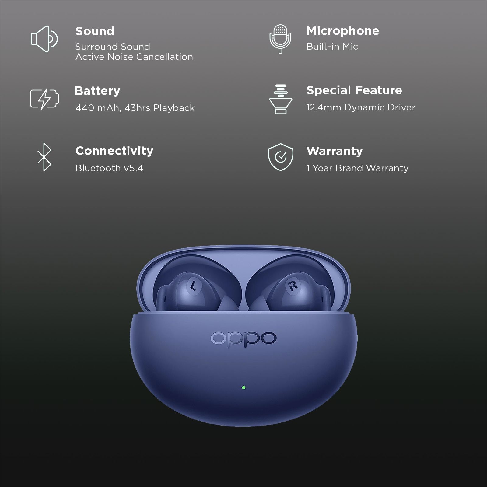 Oppo Enco Buds 3 Pro Plus ETEE1 TWS Earbuds with Active Noise Cancellation (IP55 Dust & Water Resistance, AI Clear Call, Sonic Blue)_2