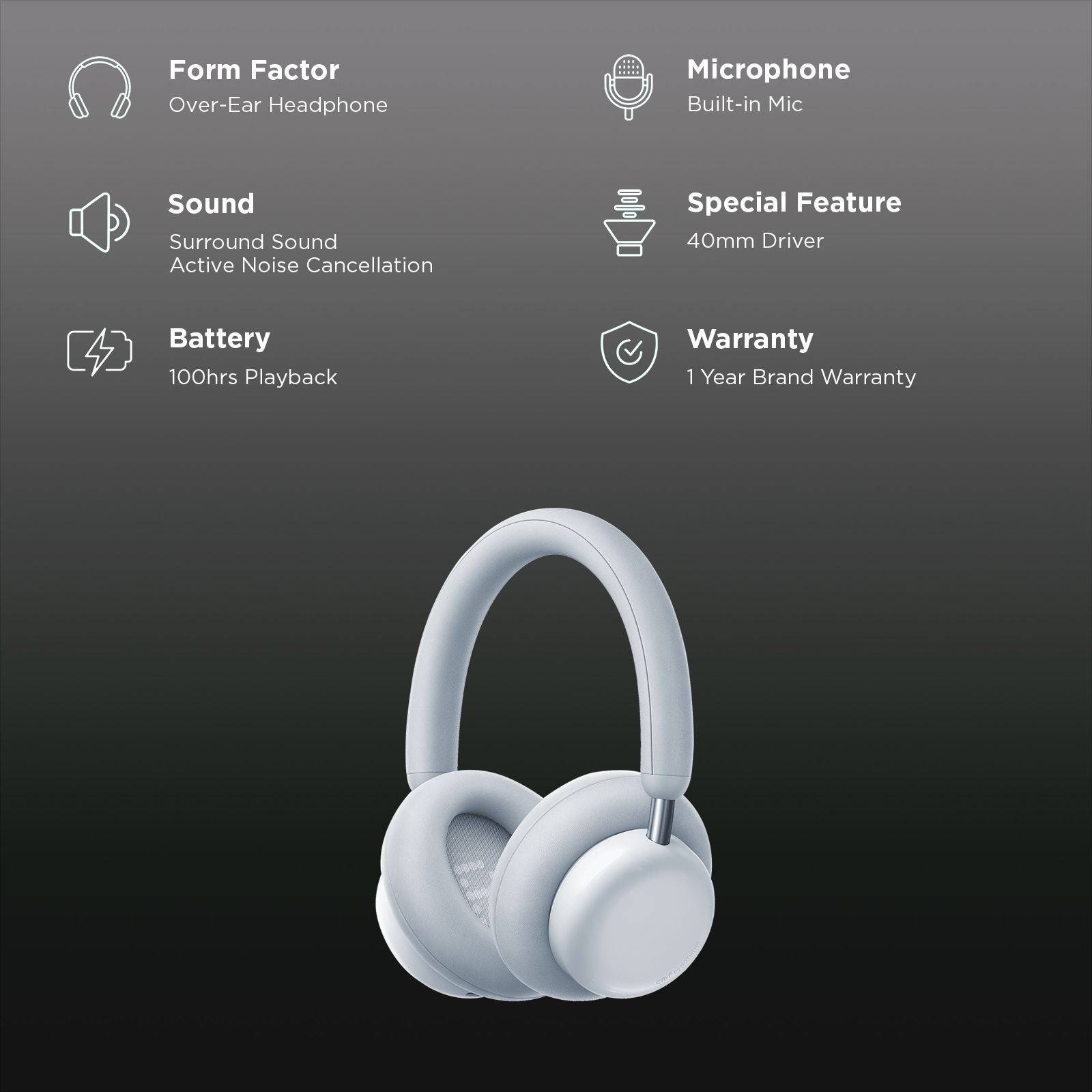 Nothing CMF Headphone Pro A11300009 Bluetooth Headphone with Mic (Hybrid Adaptive Active Noise Cancellation, Over Ear, Light Grey)_2