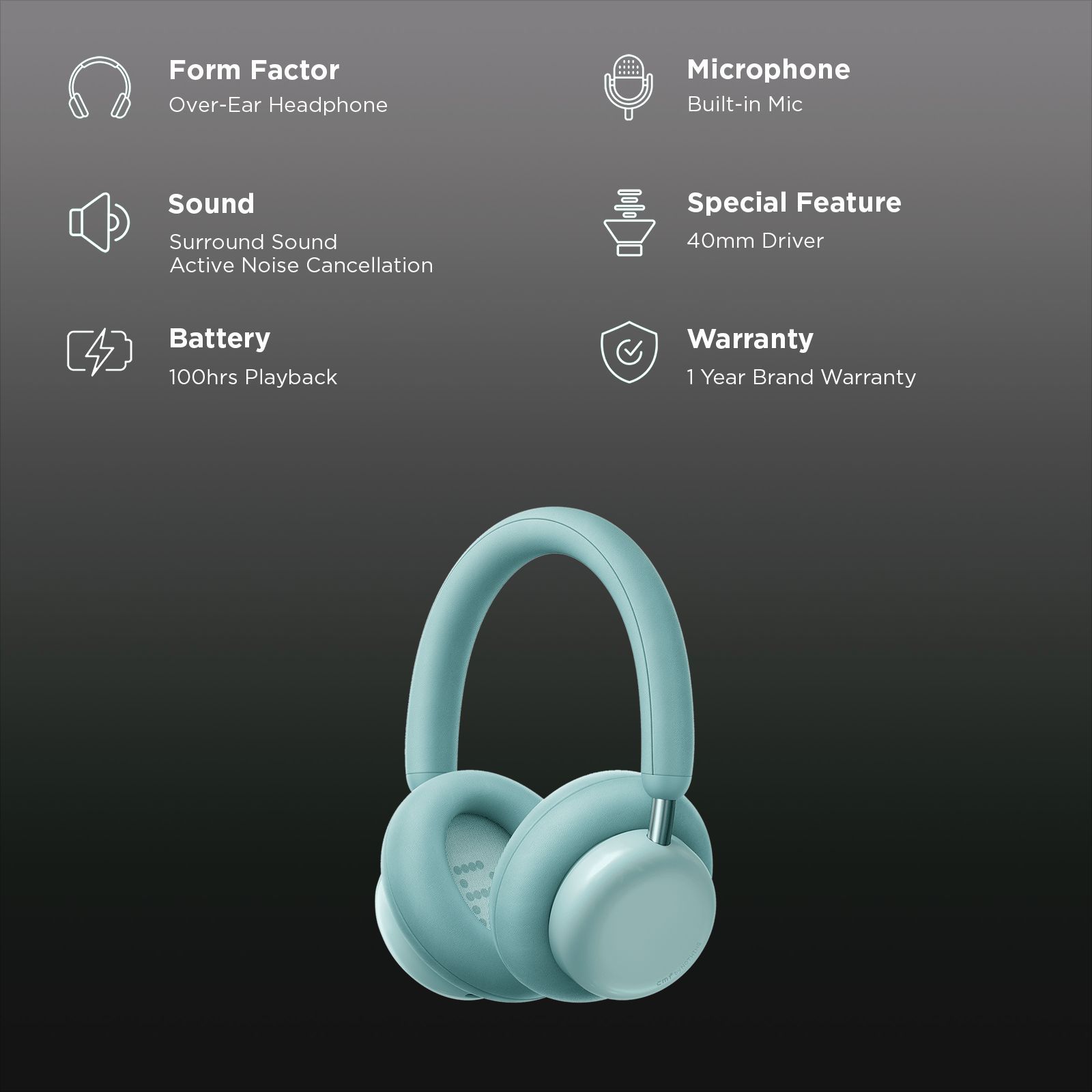 Nothing CMF Headphone Pro A11300011 Bluetooth Headphone with Mic (Hybrid Adaptive Active Noise Cancellation, Over Ear, Light Green Nothing CMF Headphone Pro A11300011 Bluetooth Headphone with Mic (Hybrid Adaptive Active Noise Cancellation, Over Ear, Light Green_2