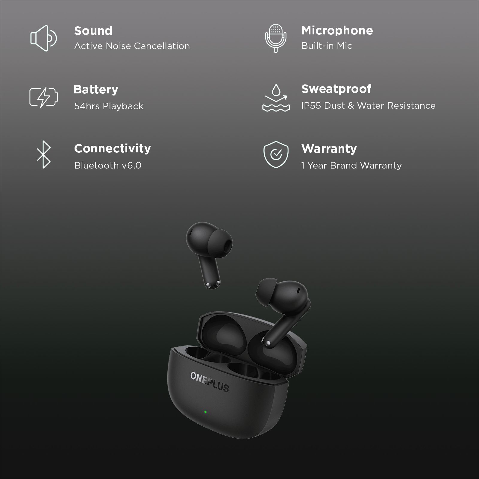 OnePlus Nord Buds 4 Pro E518A TWS Earbuds with Active Noise Cancellation (IP55 Dust & Water Resistance, 6 Mic AI Clear Call, Raven Black)_2