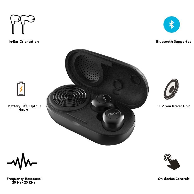 XECH Speakerpods TWS Earbuds (IPX4 Sweat-Splash Proof, Voice Assistant, Black)_3