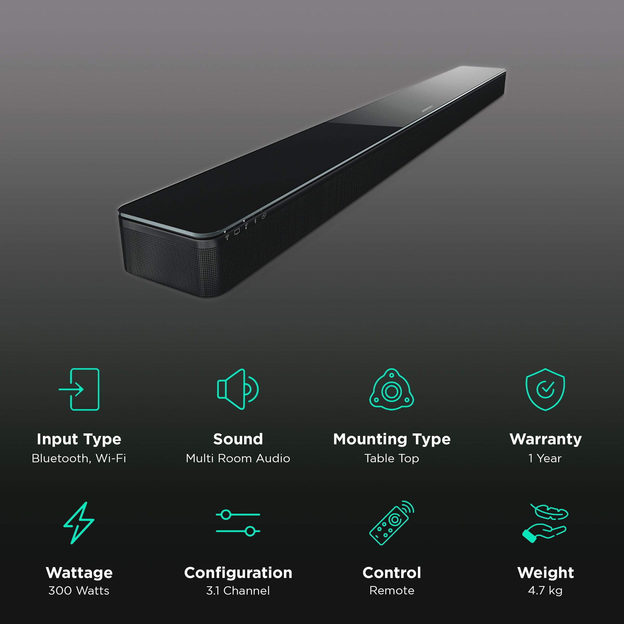BOSE Soundtouch 300 Bluetooth Soundbar with Remote (Rich Bass, 3.1 Channel, Black)_2