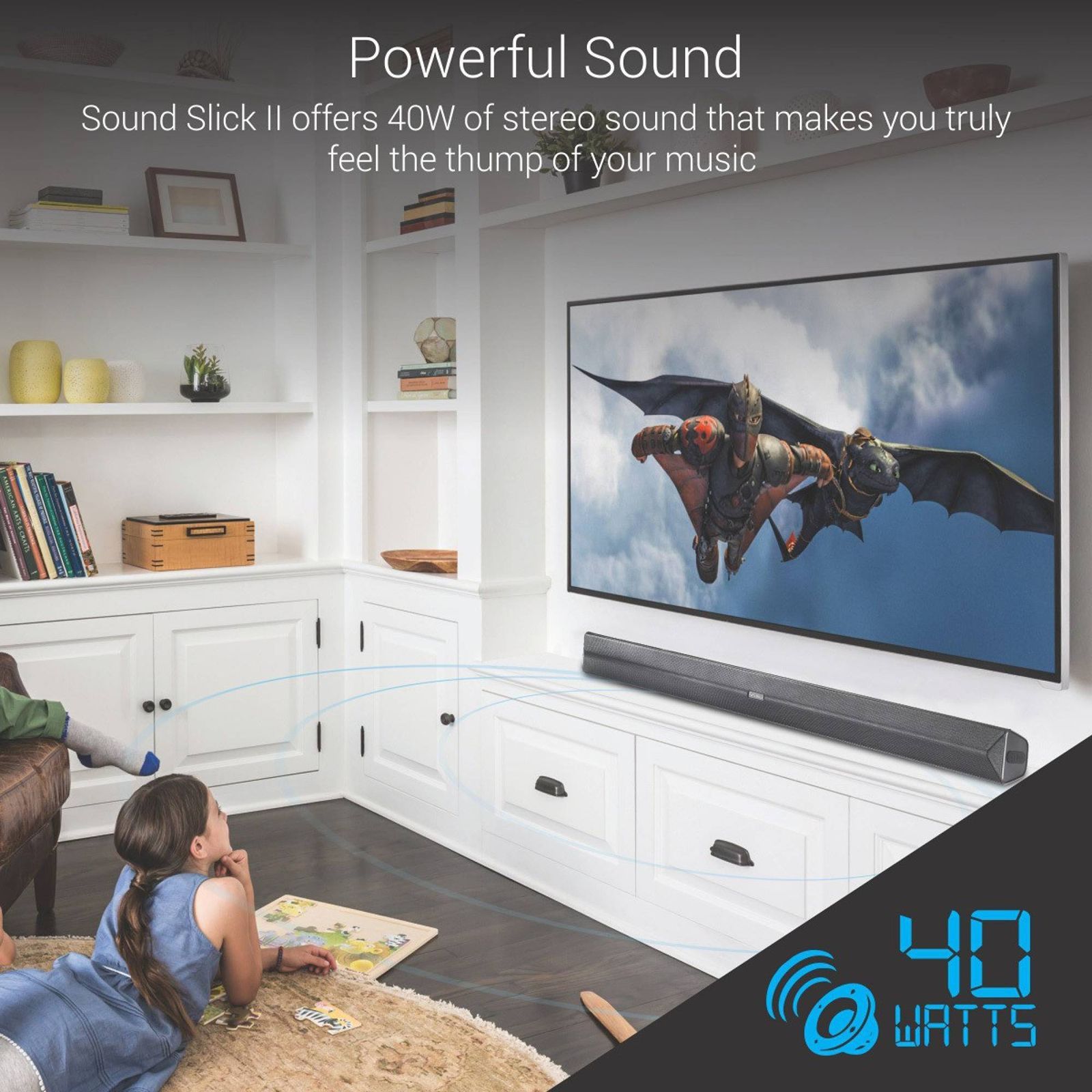 PORTRONICS Sound Slick II 40W Soundbar with Remote (Stereo Sound, 2.0 Channel, Black)_9