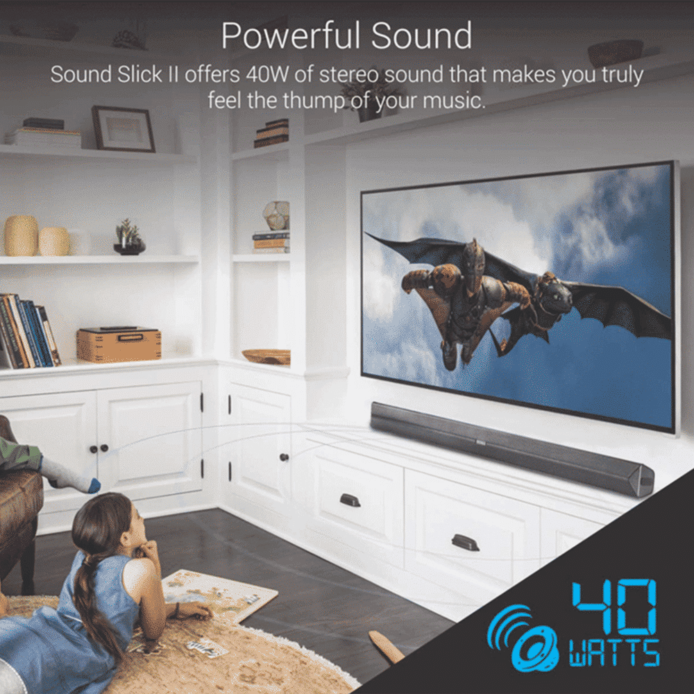 PORTRONICS Sound Slick II 40W Soundbar with Remote (Stereo Sound, 2.0 Channel, Black)_5