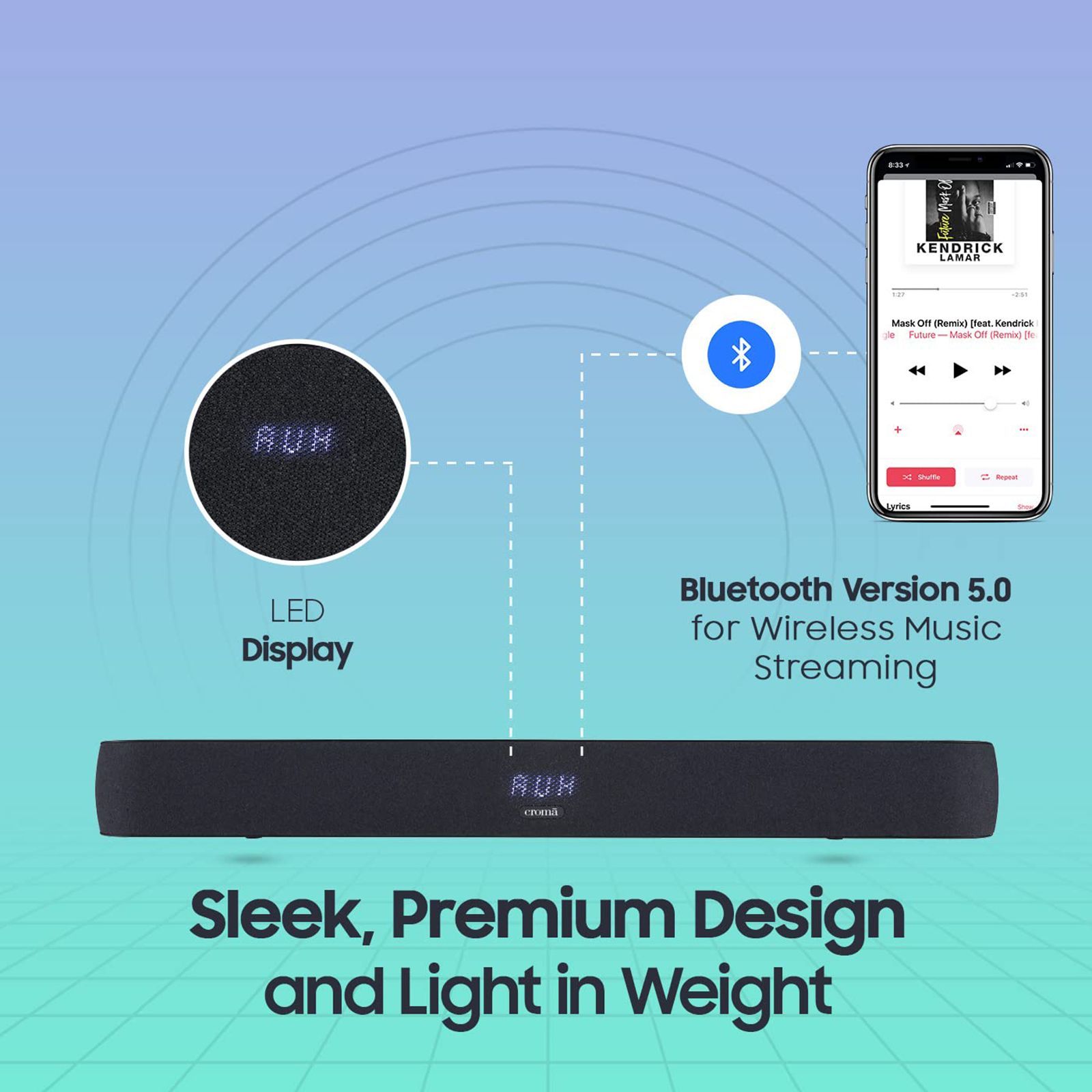 Croma 240W Bluetooth Soundbar with Remote (Rich Bass, 2.1 Channel, Black)_10