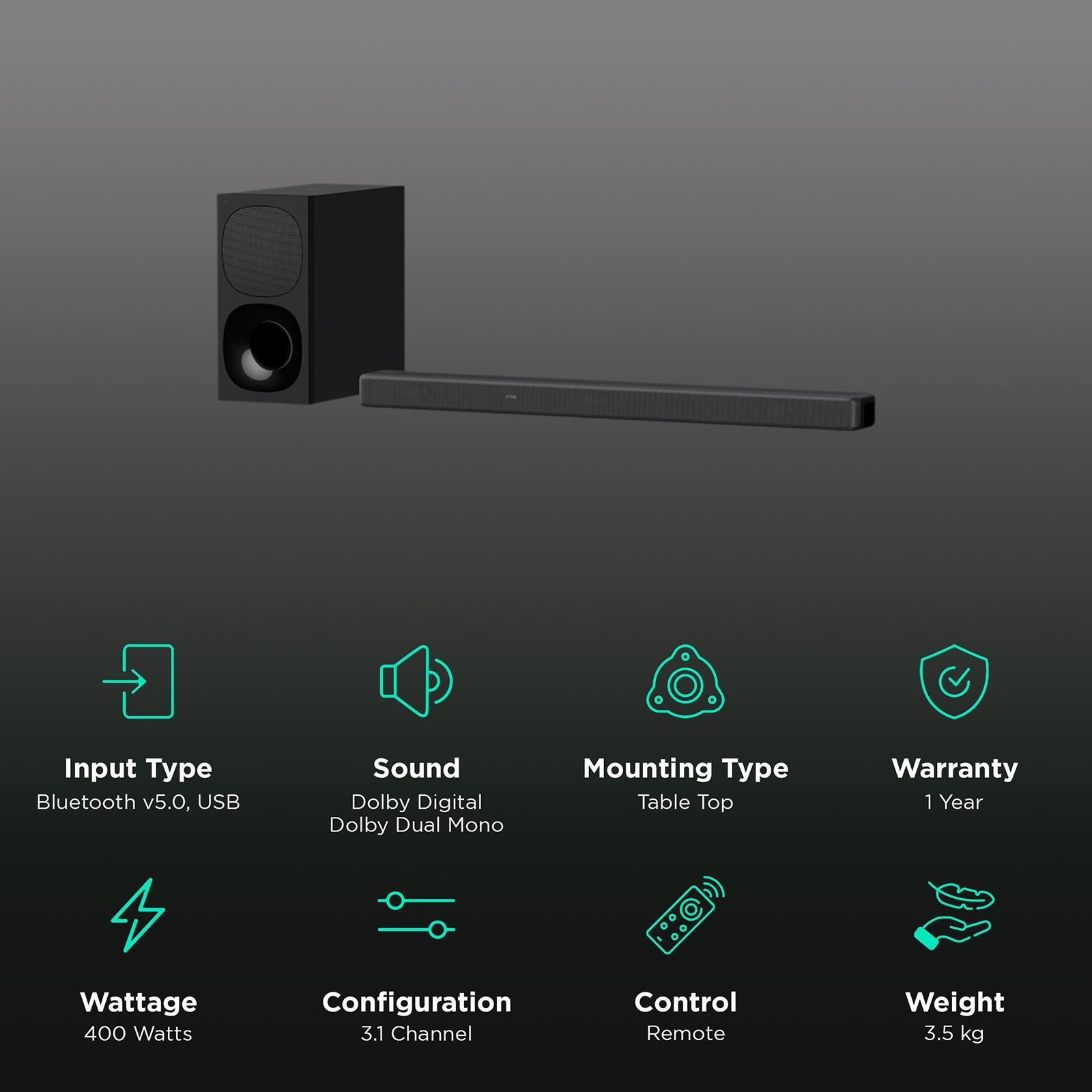 SONY HT-G700 400W Bluetooth Soundbar with Remote (Dolby Digital, 3.1 Channel, Black)_2