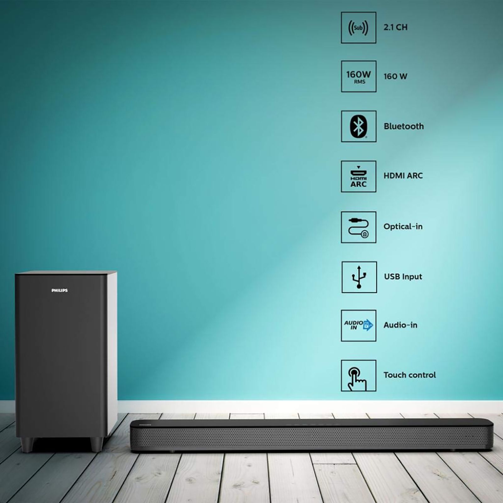 PHILIPS HTL8162/94 160W Bluetooth Soundbar with Remote (Thumping Bass, 2.1 Channel, Black) PHILIPS HTL8162/94 160W Bluetooth Soundbar with Remote (Thumping Bass, 2.1 Channel, Black)_15