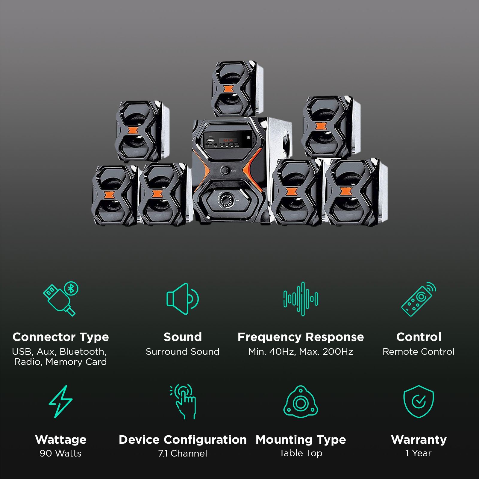 I KALL IK-2222 90 Watts Multimedia Standard Home Theatre with Remote(Room-filling Audio, 7.1 Channel, Black) I KALL IK-2222 90 Watts Multimedia Standard Home Theatre with Remote(Room-filling Audio, 7.1 Channel, Black)_2