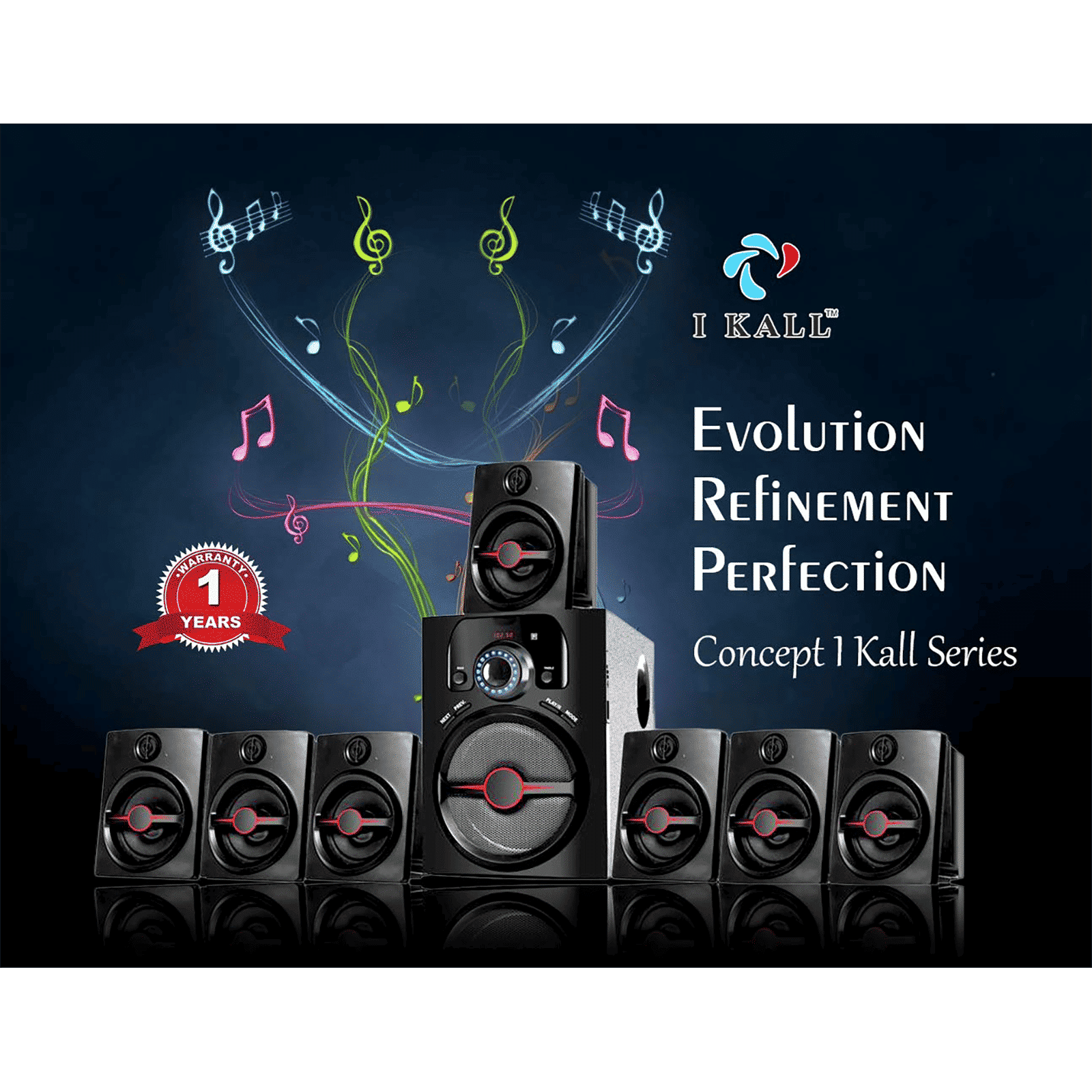 I KALL 70 Watts 7.1 Channel Mono Channel Multimedia Home Theatre System (Bluetooth, IK-4444, Black)_5