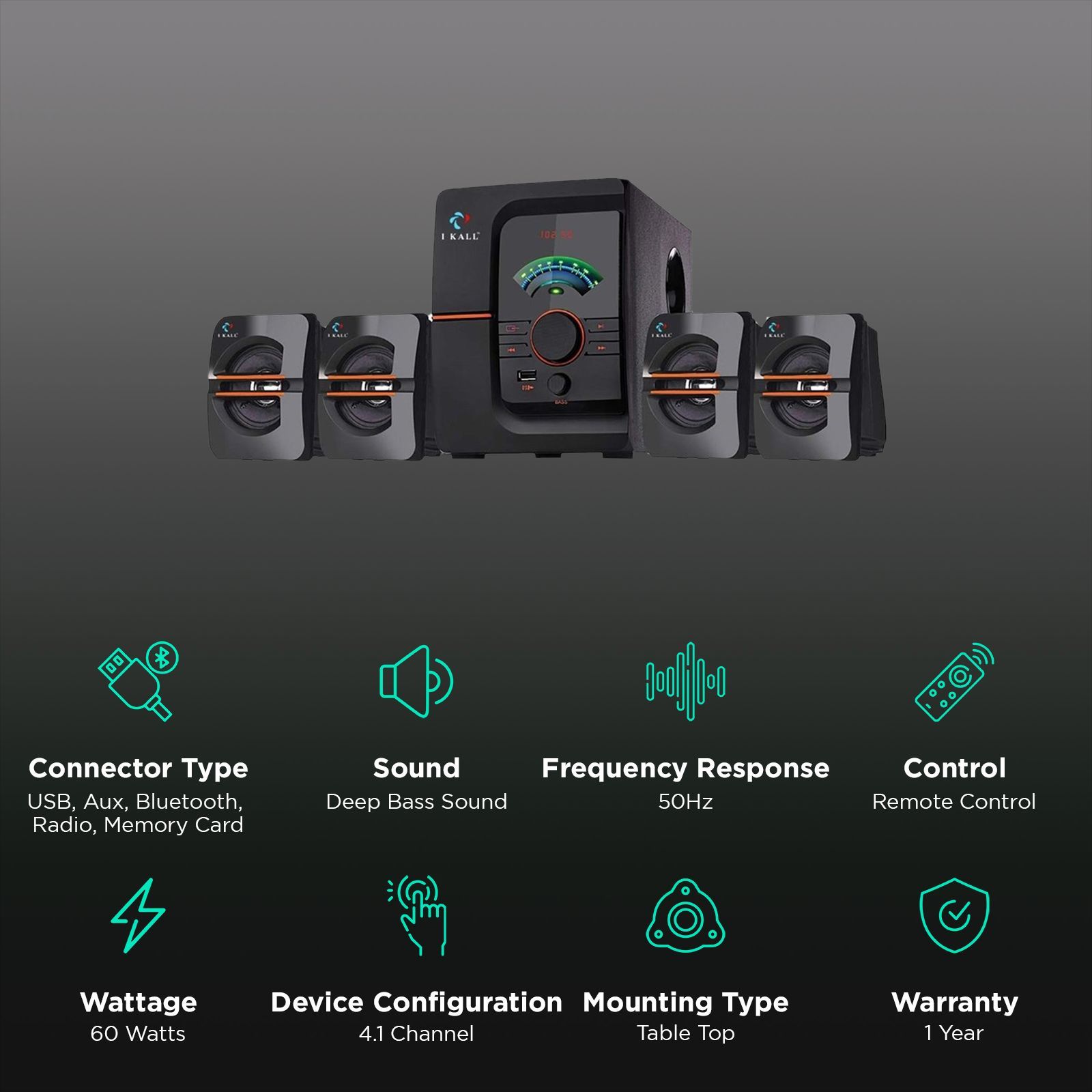 I KALL IK-401 60 Watts Standard Home Theatre System (Authoritative Bass, 4.1 Channel, Black)_2