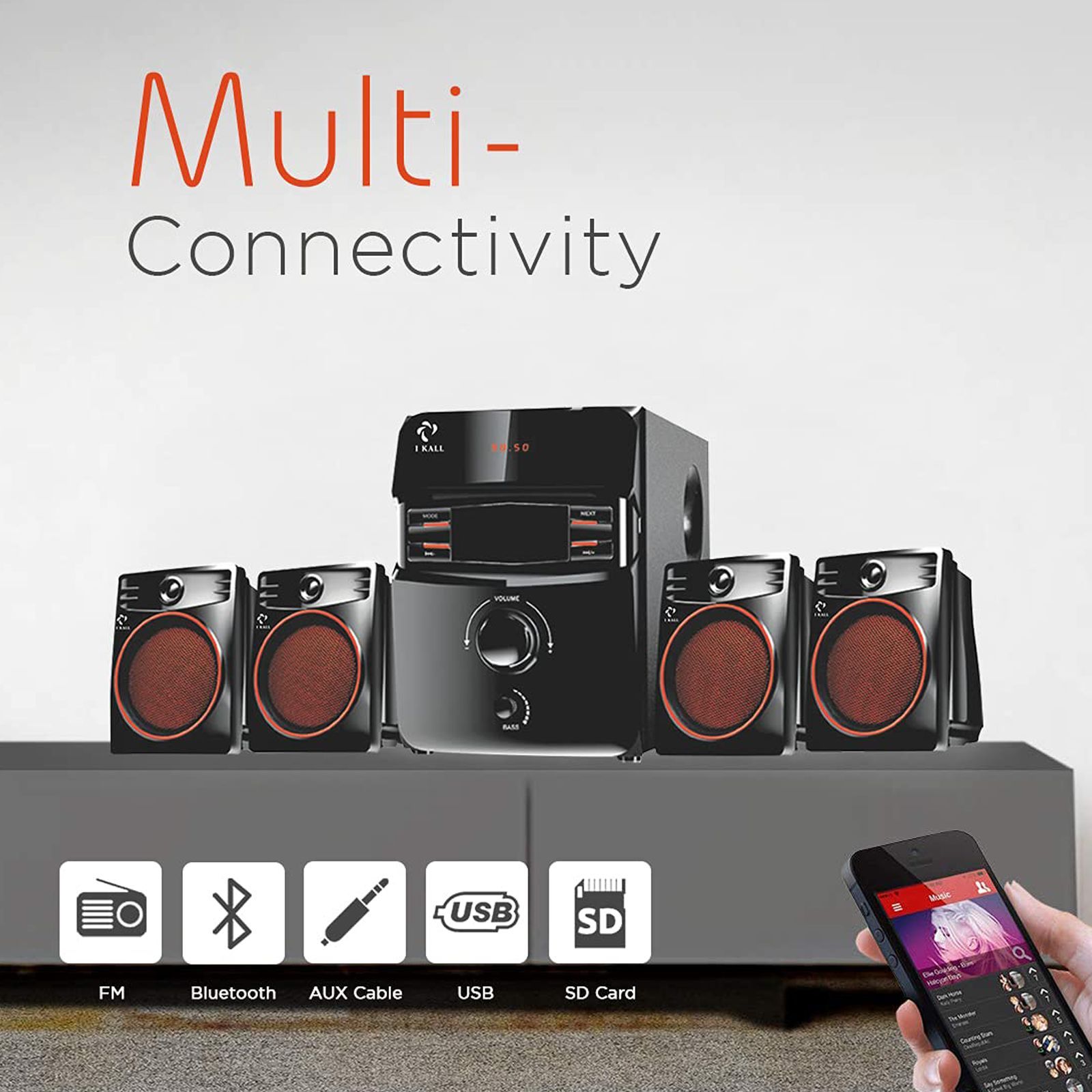 I KALL IK-407 60W Bluetooth Home Theatre with Remote (Deep Bass, 4.1 Channel, Black)_9