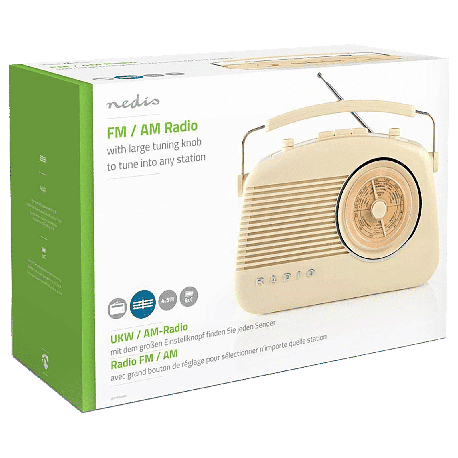 nedis Vintage Retro Classic 5.4W Portable Bluetooth Speaker (Built-In FM, Stereo Channel, Beige)_5