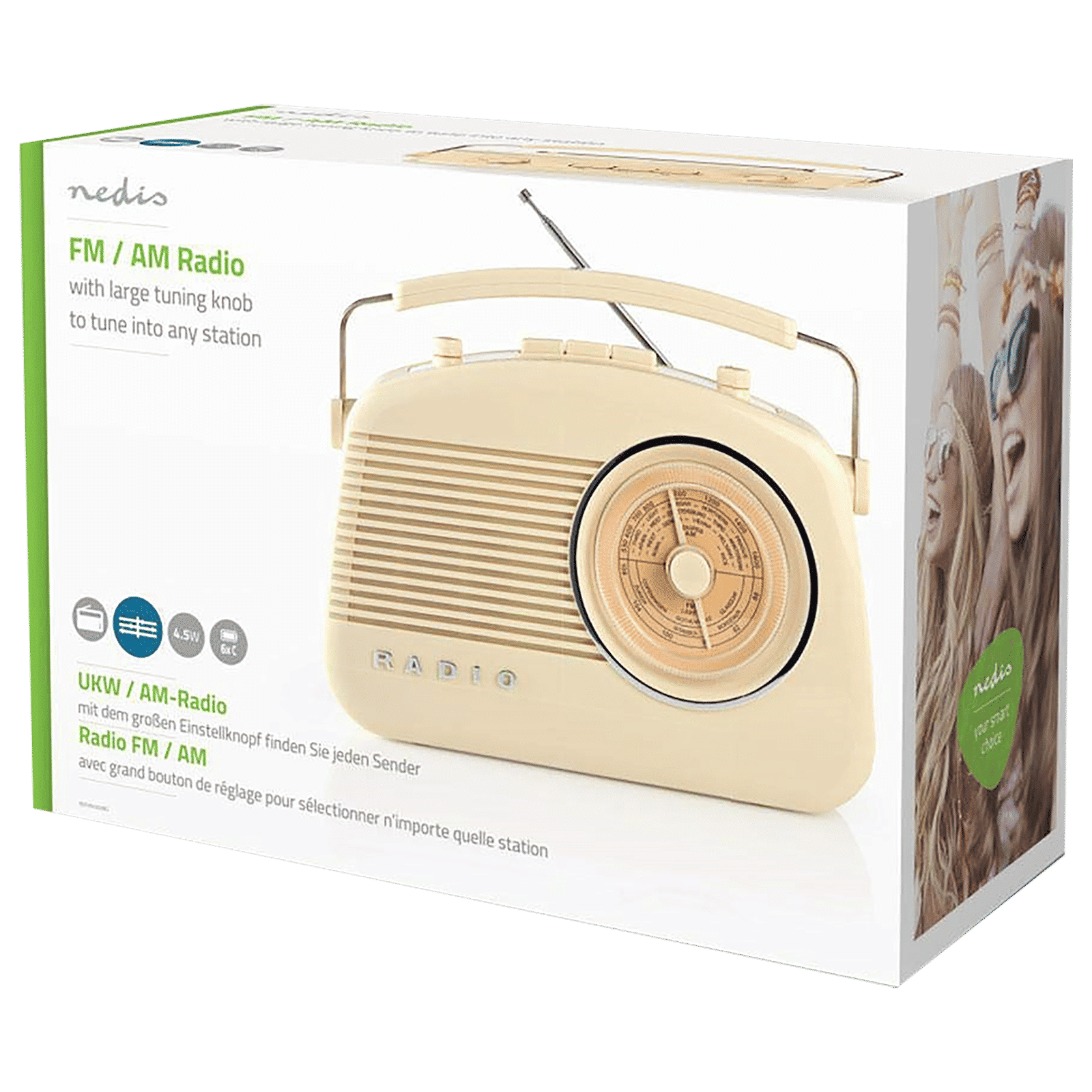 nedis Vintage Retro Classic 5.4W Portable Bluetooth Speaker (Built-In FM, Stereo Channel, Beige)_6