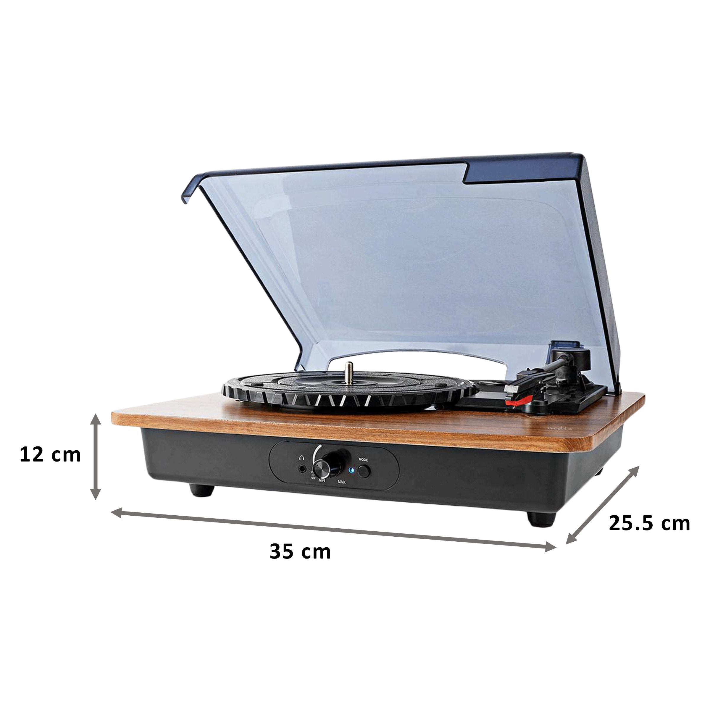 nedis Turntable 9 Watts Portable Bluetooth Speaker (Built-in Pre Amplifier, TURN200BN, Brown)_2