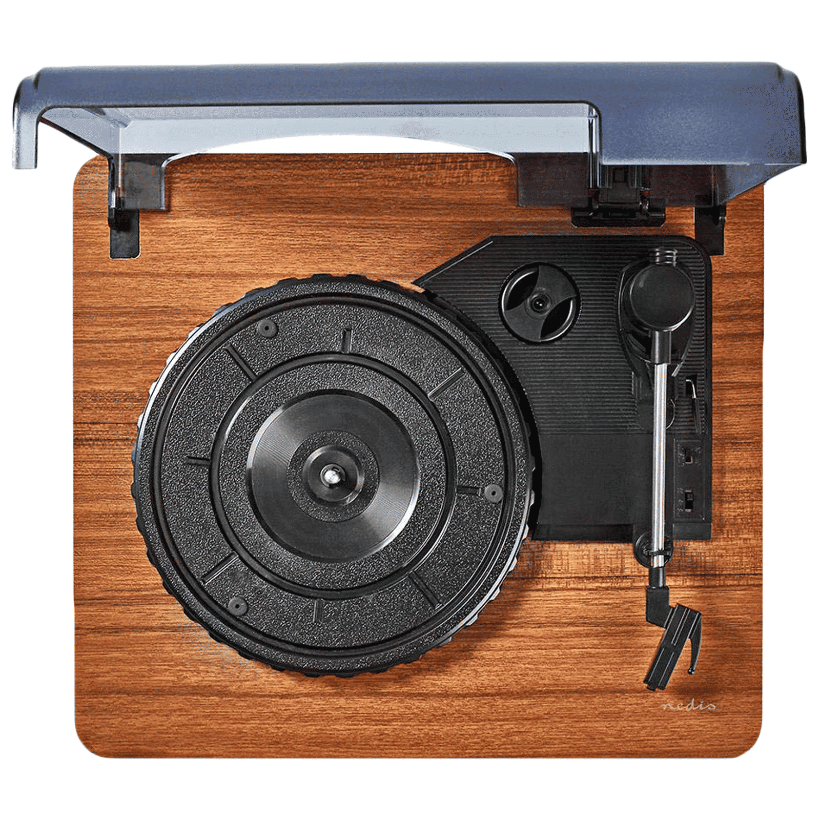 nedis Turntable 9 Watts Portable Bluetooth Speaker (Built-in Pre Amplifier, TURN200BN, Brown)_5