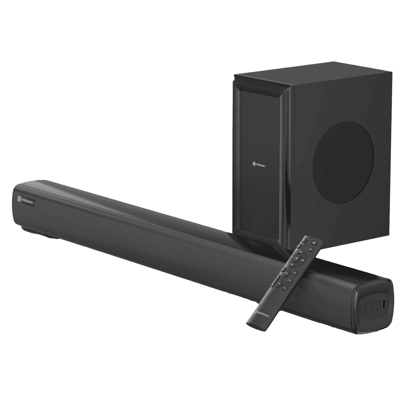 PORTRONICS Pure Sound 101 120W Soundbar with Wired Woofer with Remote (HD Sound, 2.1 Channel, Black)_1