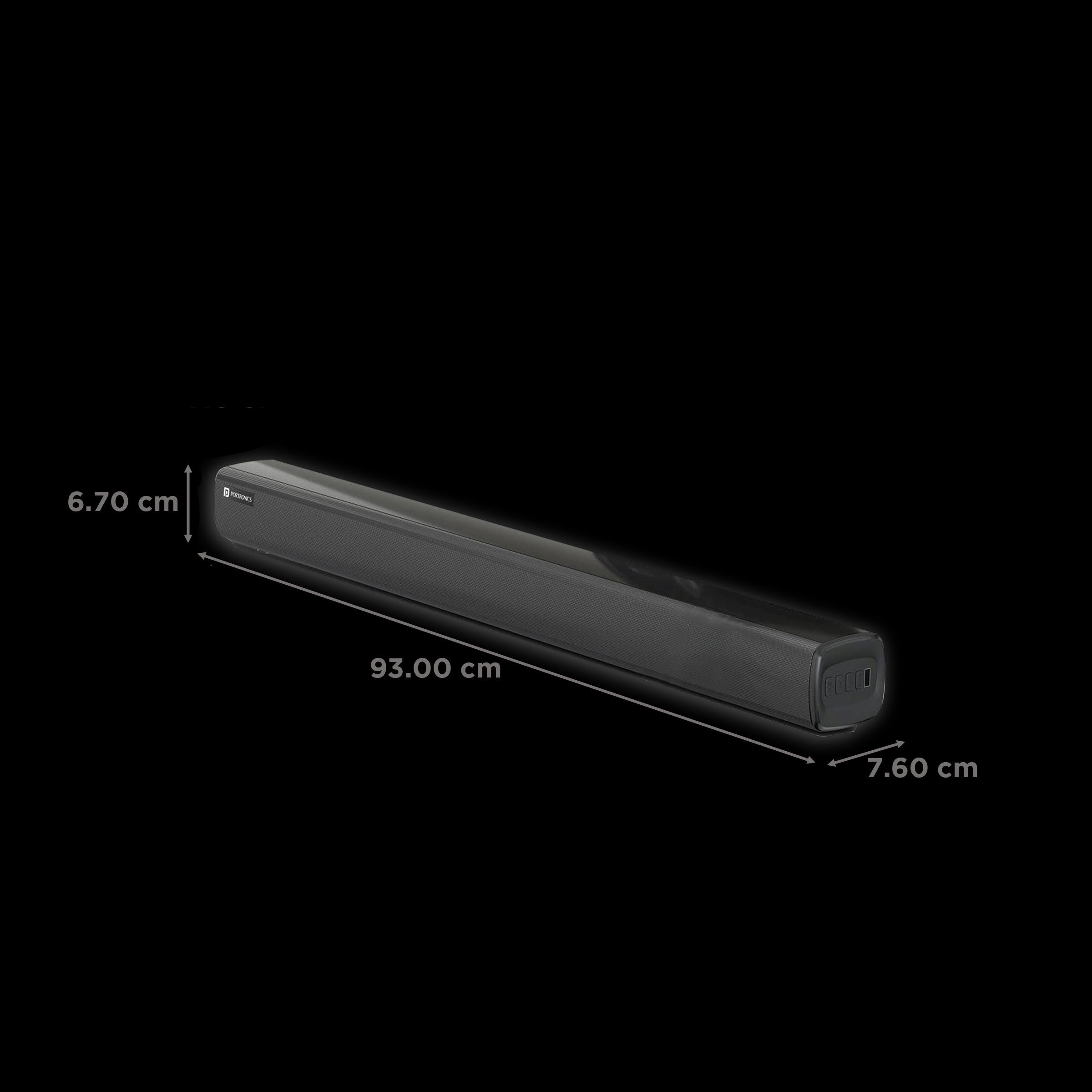 PORTRONICS Pure Sound 101 120W Soundbar with Wired Woofer with Remote (HD Sound, 2.1 Channel, Black)_3