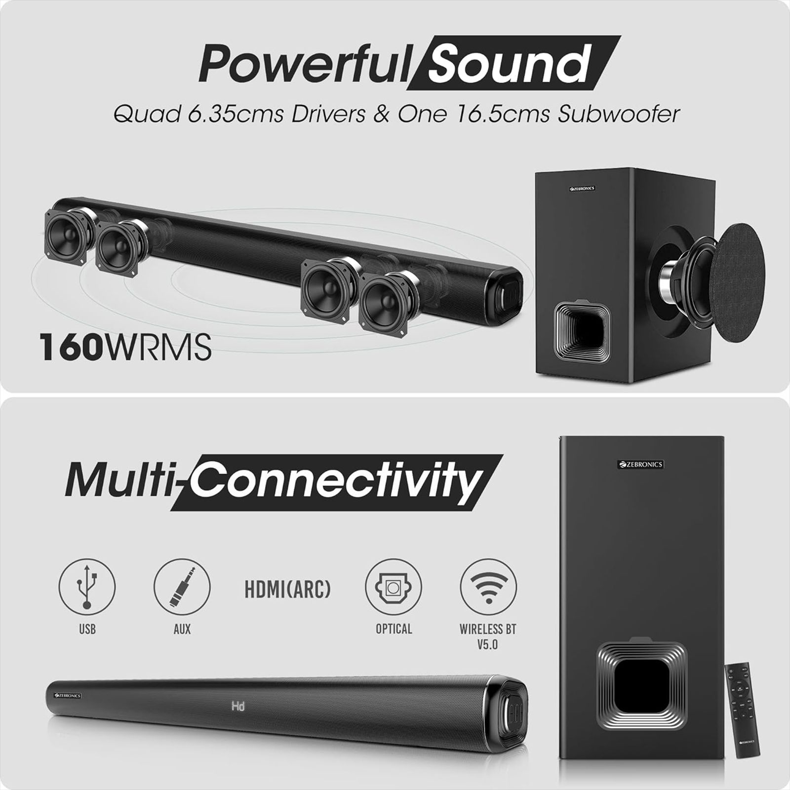 ZEBRONICS Zeb-Juke Bar 6001 DWS Pro 160W Bluetooth Soundbar with Remote (Immersive Sound, 2.1 Channel, Black) ZEBRONICS Zeb-Juke Bar 6001 DWS Pro 160W Bluetooth Soundbar with Remote (Immersive Sound, 2.1 Channel, Black)_12