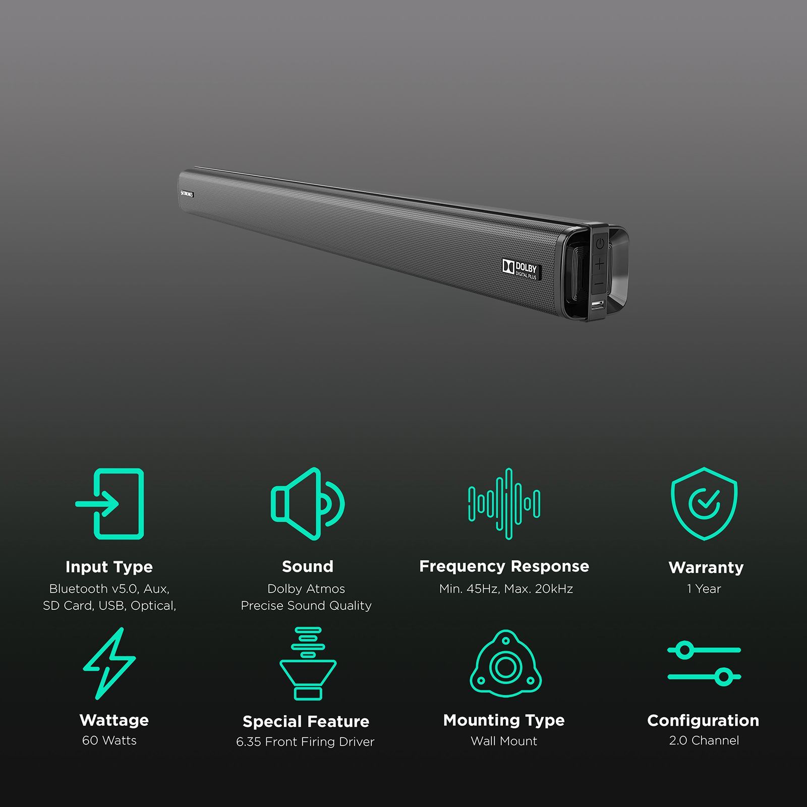 ZEBRONICS Zeb-Juke Bar 3800 Pro 60W Bluetooth Soundbar with Remote (Dolby Digital Plus, 2.0 Channel, Black)_2