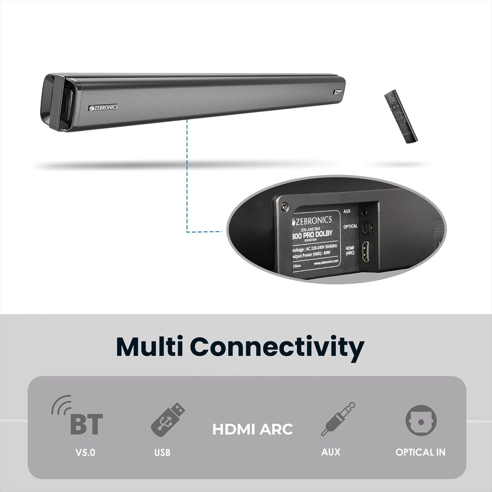 ZEBRONICS Zeb-Juke Bar 3800 Pro 60W Bluetooth Soundbar with Remote (Dolby Digital Plus, 2.0 Channel, Black)_6