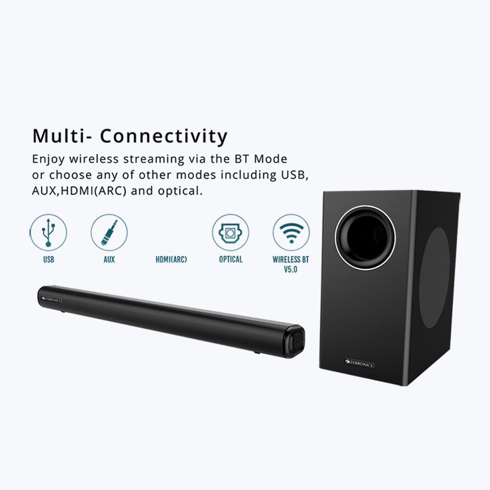 ZEBRONICS Juke Bar 5000 Pro 160W Bluetooth Soundbar with Remote (Immersive Sound, 2.1 Channel, Black) ZEBRONICS Juke Bar 5000 Pro 160W Bluetooth Soundbar with Remote (Immersive Sound, 2.1 Channel, Black)_10