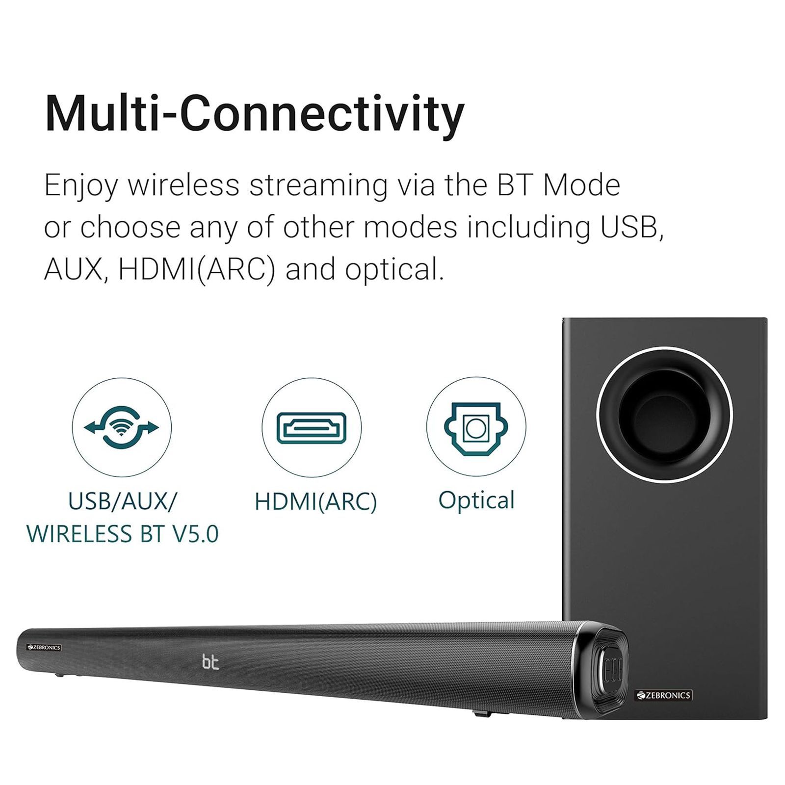 ZEBRONICS Juke Bar 5000 Pro 160W Bluetooth Soundbar with Remote (Immersive Sound, 2.1 Channel, Black) ZEBRONICS Juke Bar 5000 Pro 160W Bluetooth Soundbar with Remote (Immersive Sound, 2.1 Channel, Black)_15