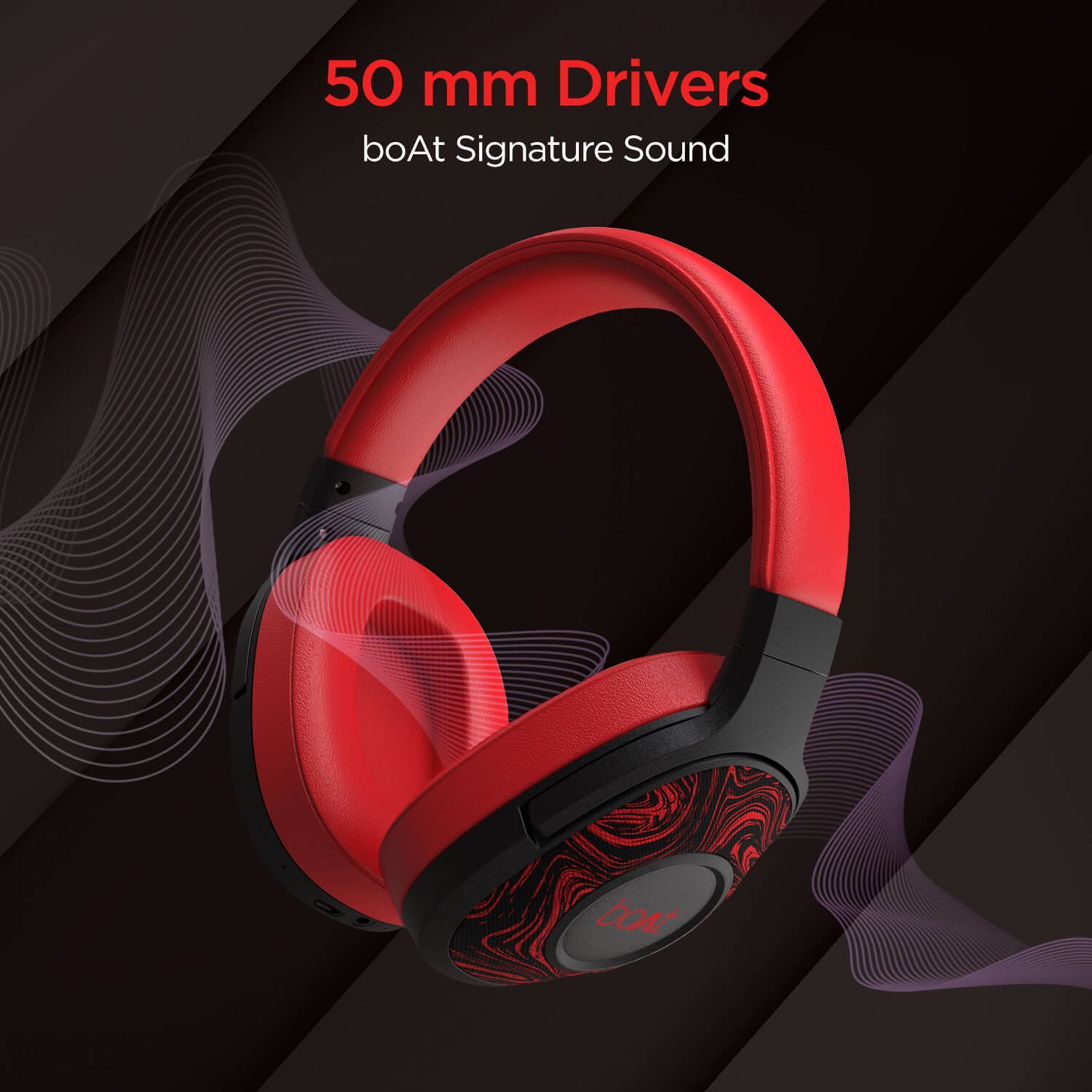 boAt Rockerz 550 Bluetooth Headset with Mic (Dual Connectivity, Over Ear, Red)_7