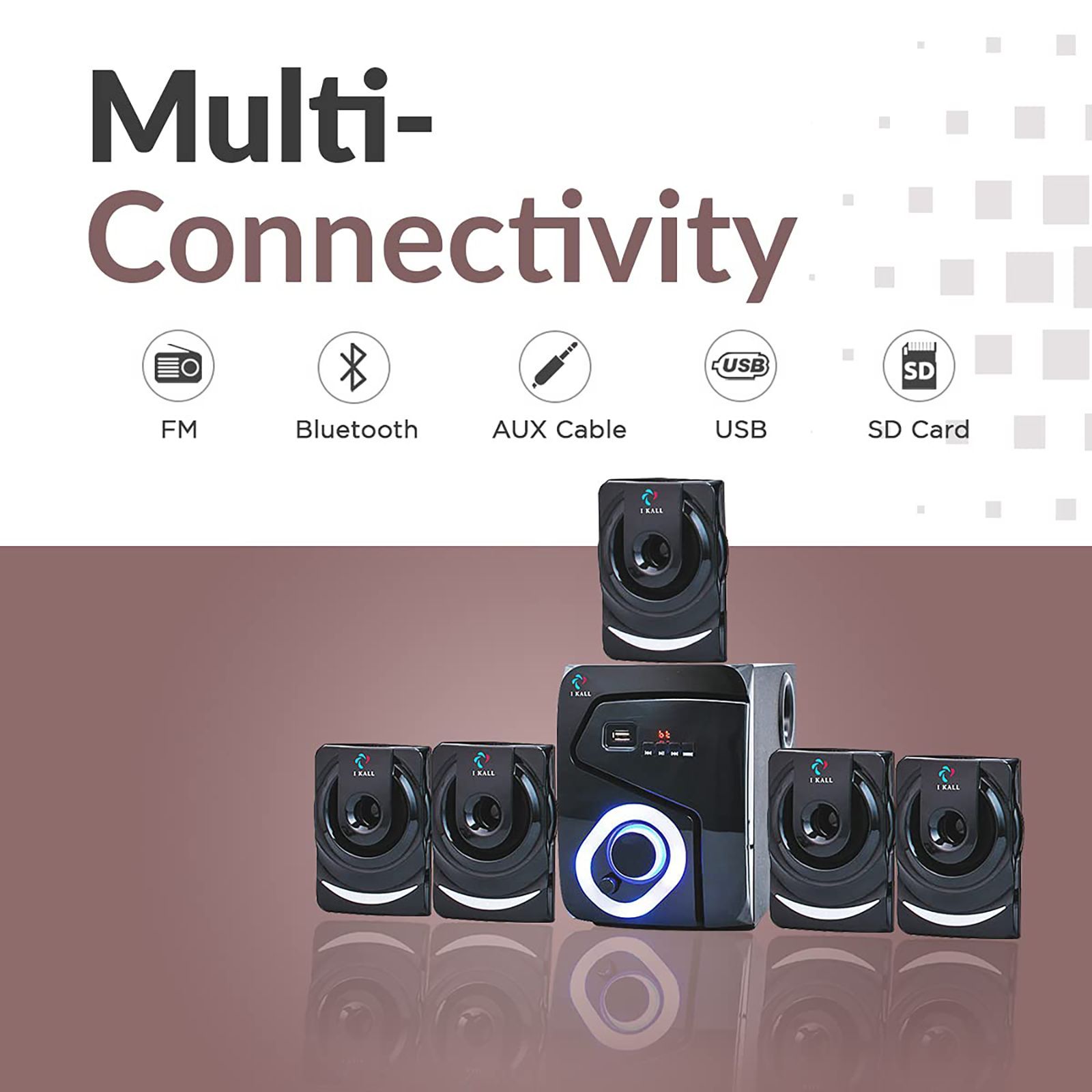 I KALL 5.1 Channel 60 Watts Multimedia Standard Home Theatre System (Wireless Music Streaming, IK-999, Black)_7