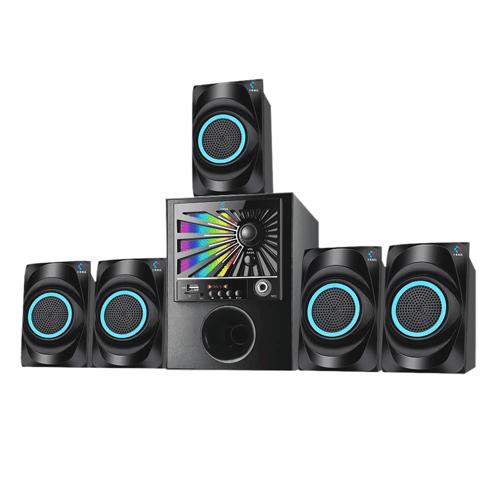 I KALL 5.1 Channel 60 Watts Standard Home Theatre System (With Karaoke Mic, IK-333, Black)_1