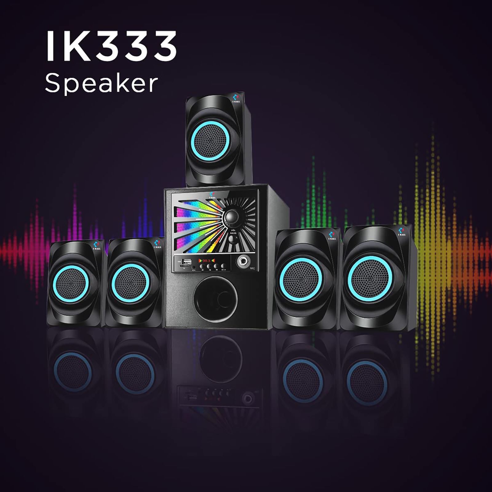 I KALL 5.1 Channel 60 Watts Standard Home Theatre System (With Karaoke Mic, IK-333, Black)_6