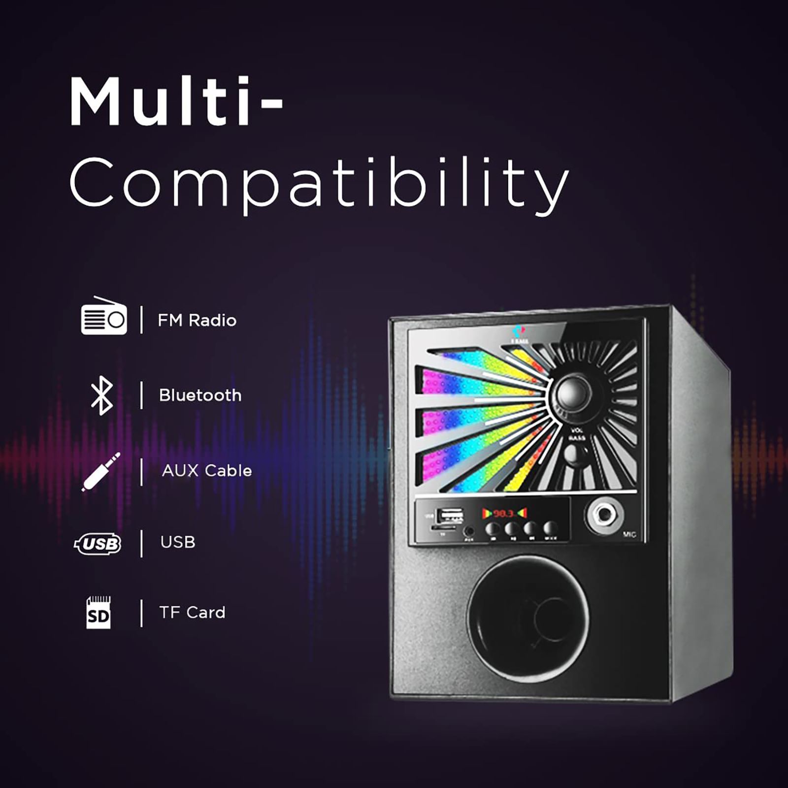 I KALL 5.1 Channel 60 Watts Standard Home Theatre System (With Karaoke Mic, IK-333, Black)_7