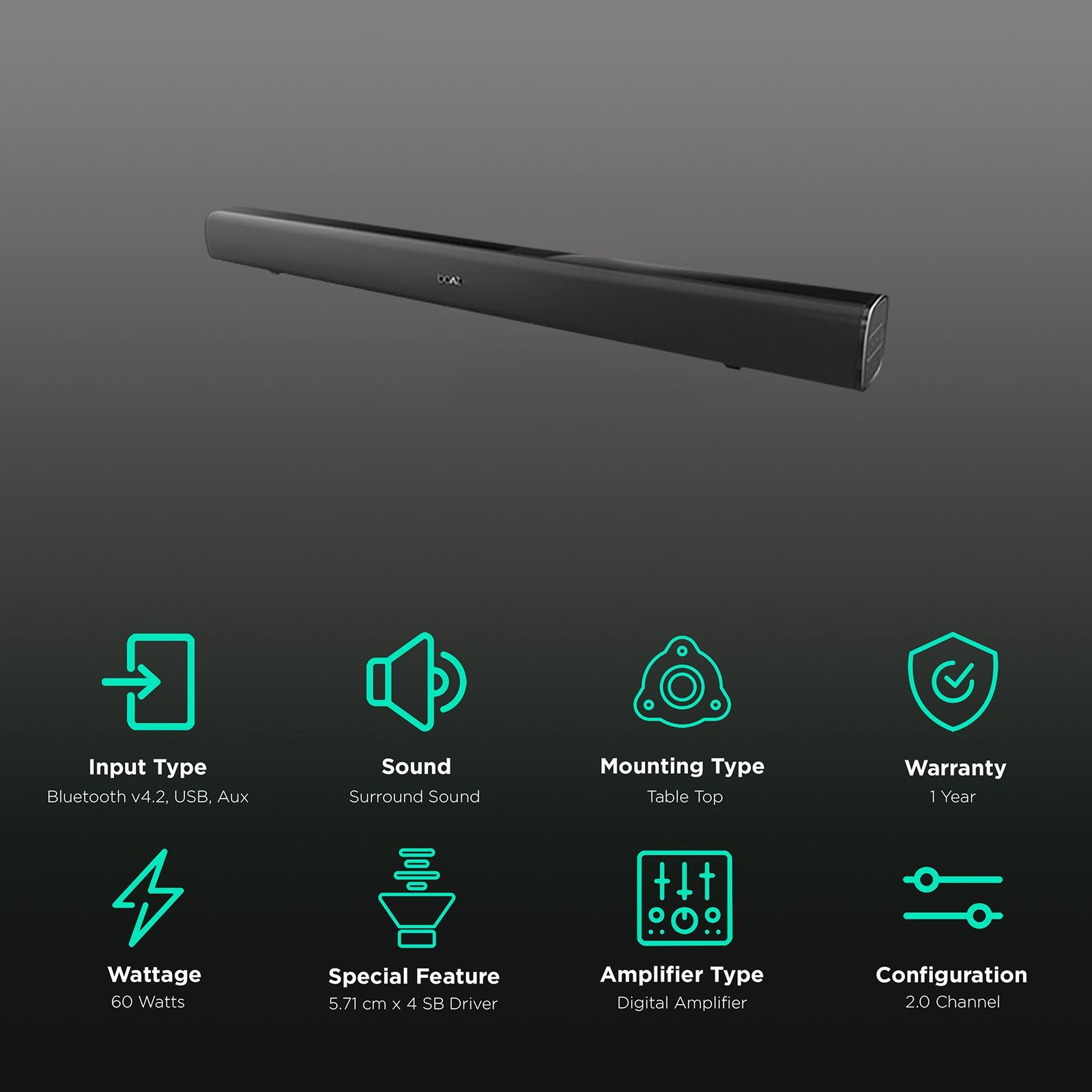 boAt Aavante Bar 1150 60W Bluetooth Soundbar with Remote (Surround Sound, 2.0 Channel, Black) boAt Aavante Bar 1150 60W Bluetooth Soundbar with Remote (Surround Sound, 2.0 Channel, Black)_2