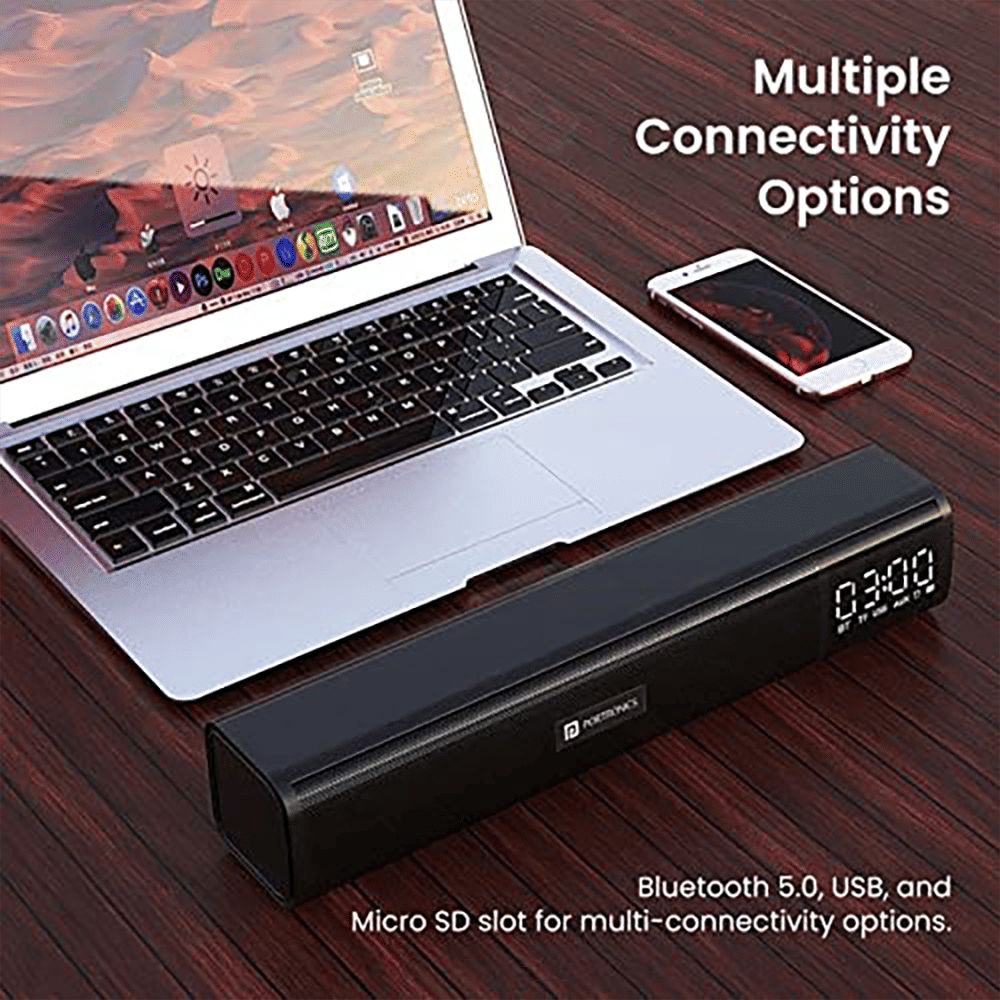 PORTRONICS Decibel I 10W Bluetooth Soundbar (Stereo Sound, 2.1 Channel, Black)_2