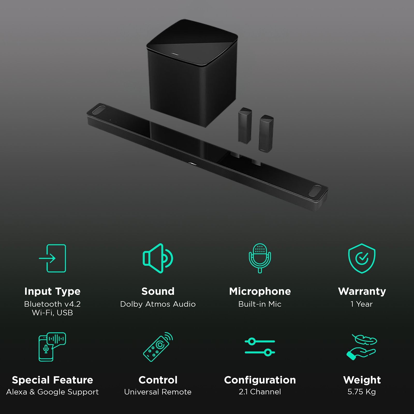 BOSE Smart 900 Bluetooth Soundbar with Remote (Dolby Atmos, 2.1 Channel, Black) BOSE Smart 900 Bluetooth Soundbar with Remote (Dolby Atmos, 2.1 Channel, Black)_2