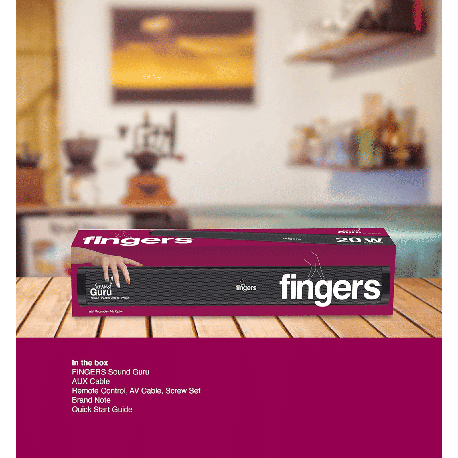 fingers Sound Guru 20W Bluetooth Soundbar with Remote (Room-Filling Sound, 2.0 Channel, Piano Black)_8