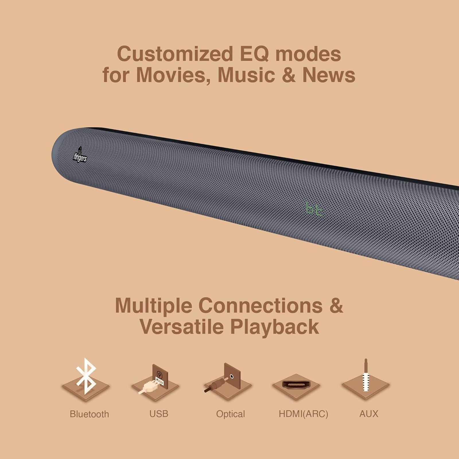 fingers Octane-40 40W Bluetooth Soundbar with Remote (Dolby Sound, 2.0 Channel, Rich Dark Silver)_7