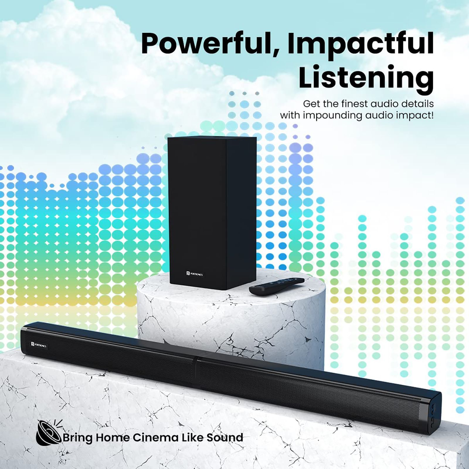 PORTRONICS Pure Sound 103 100W Bluetooth Soundbar with Remote (Lucid Quality of Bass, Black) PORTRONICS Pure Sound 103 100W Bluetooth Soundbar with Remote (Lucid Quality of Bass, Black)_8