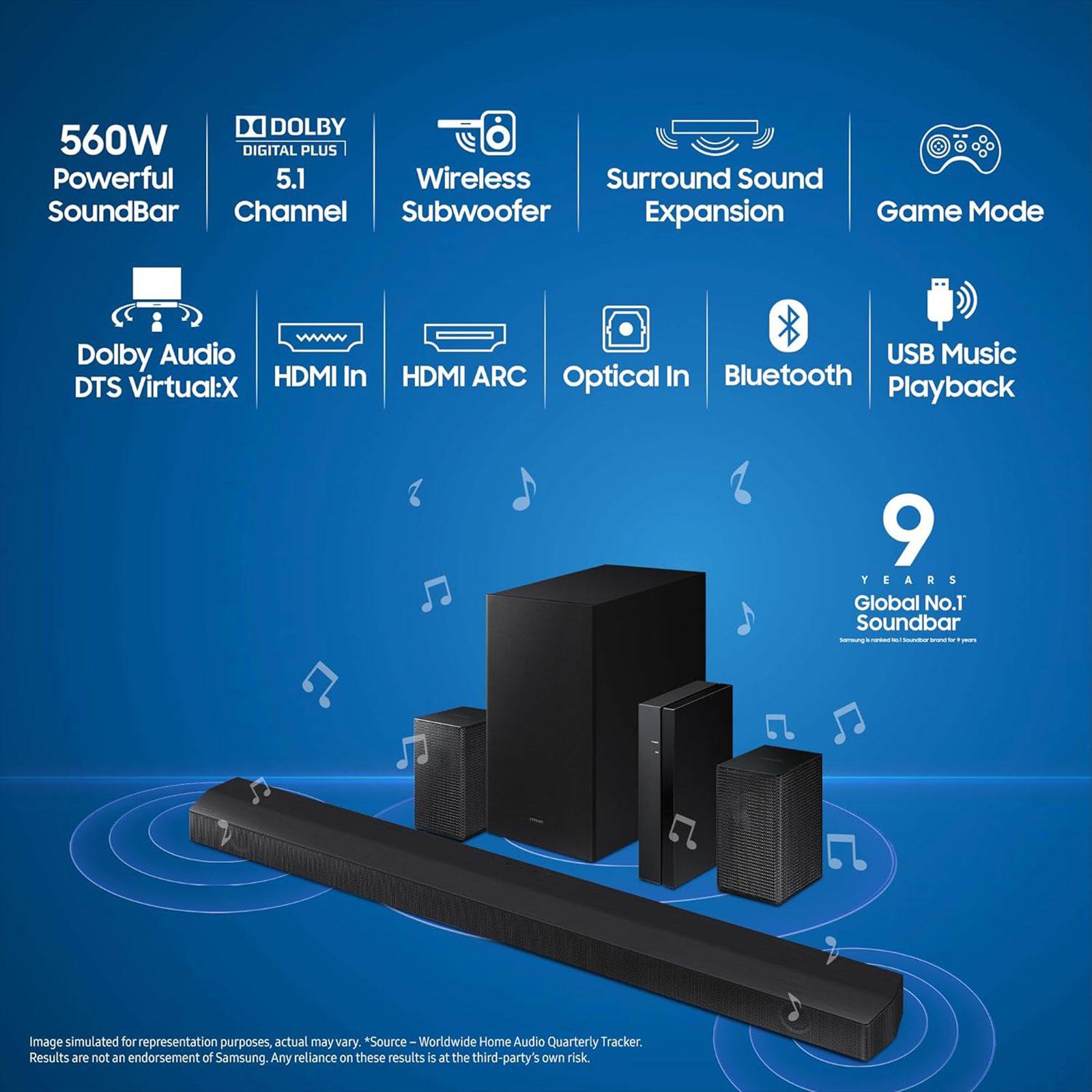 SAMSUNG HW-B670/XL 520W Bluetooth Soundbar with Remote (Dolby Audio, 5.1 Channel, Black)_14